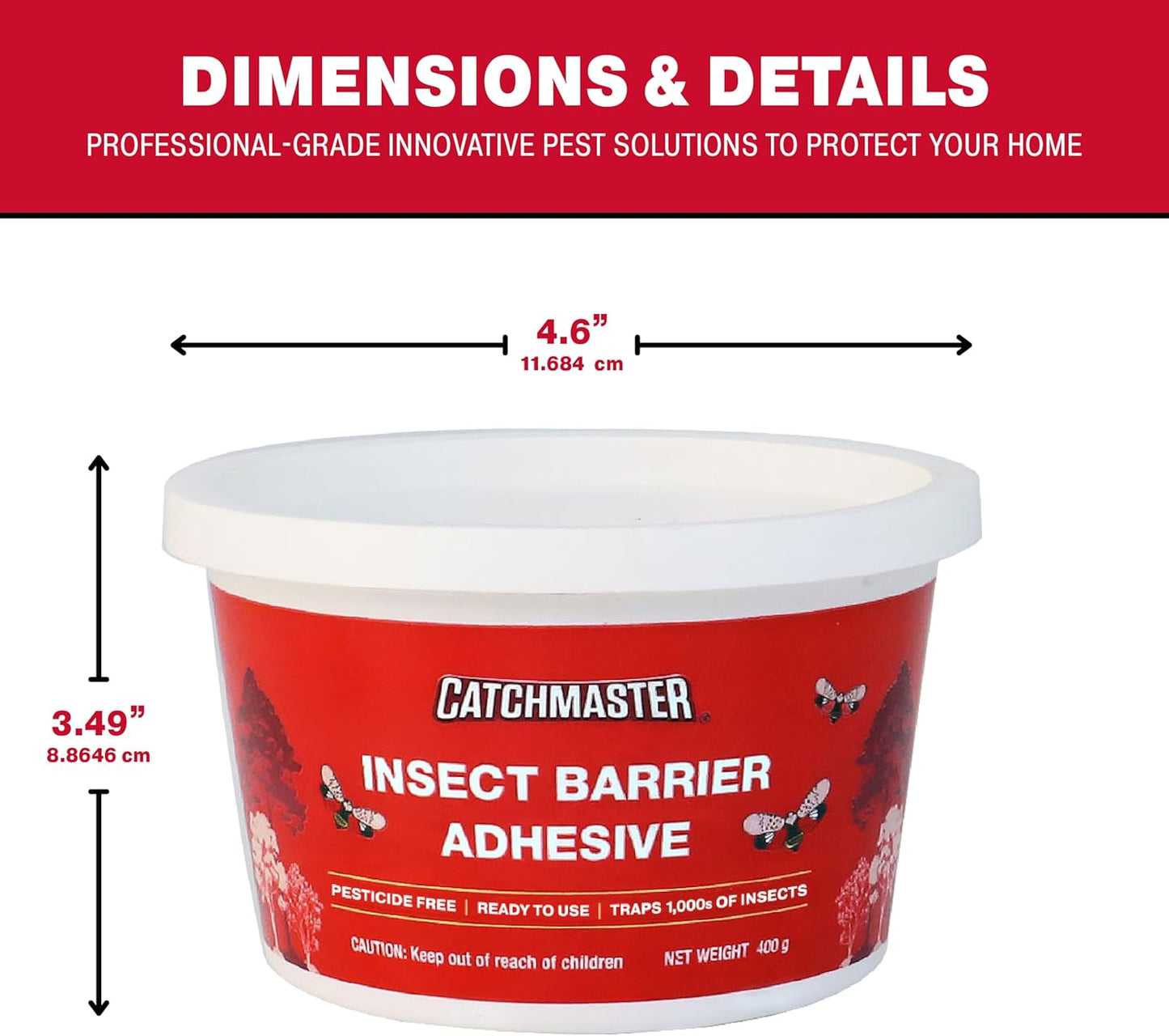 Catchmaster Tree Banding Insect Barrier DIY 15oz Pail, Lanternfly & Ant Traps, Outdoor Adhesive Crawling Insect Trap to Protect Trees, Fruit & Plants