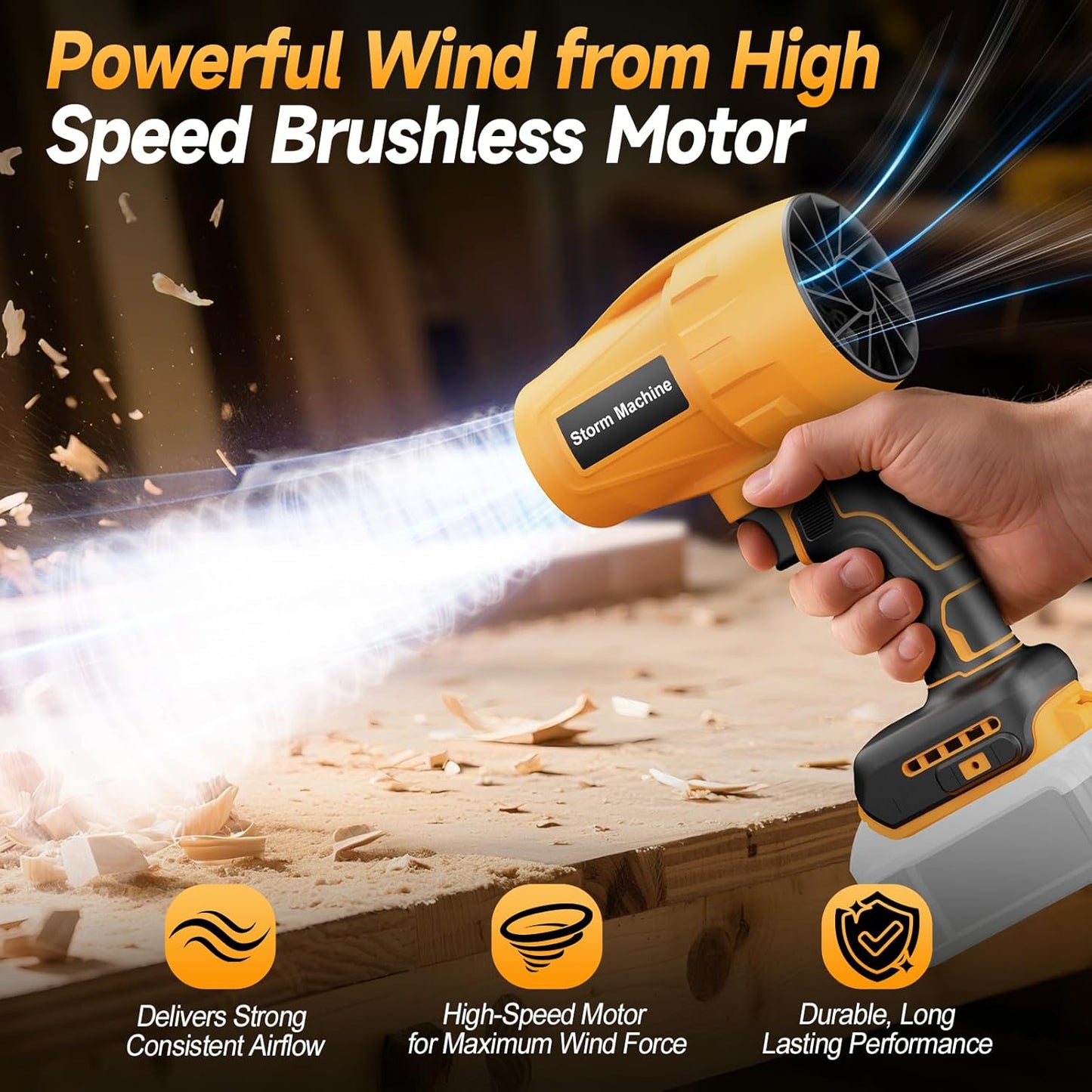Cordless Leaf & Dust Blower Compatible with DEWALT 20V Battery, Jet Fan with Brushless Motor, Handheld Air Blower for Car Drying, Lawn Care, Home Cleaning (Tool Only，No Battery)
