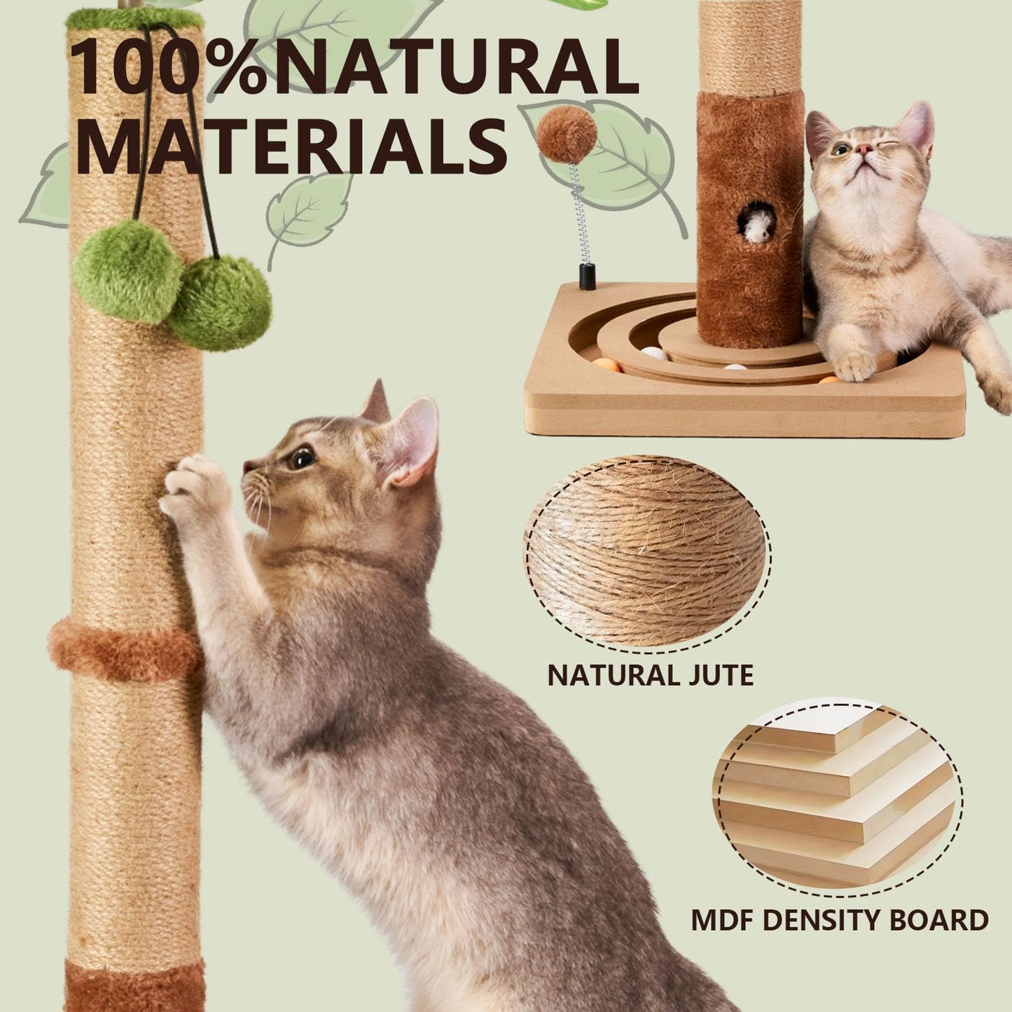 MECOOL 35in Tall Cat Scratching Post Sturdy and Premium Scratch Posts with Hanging Ball and Ball Track Cute Cat Tree for Indoor Cats