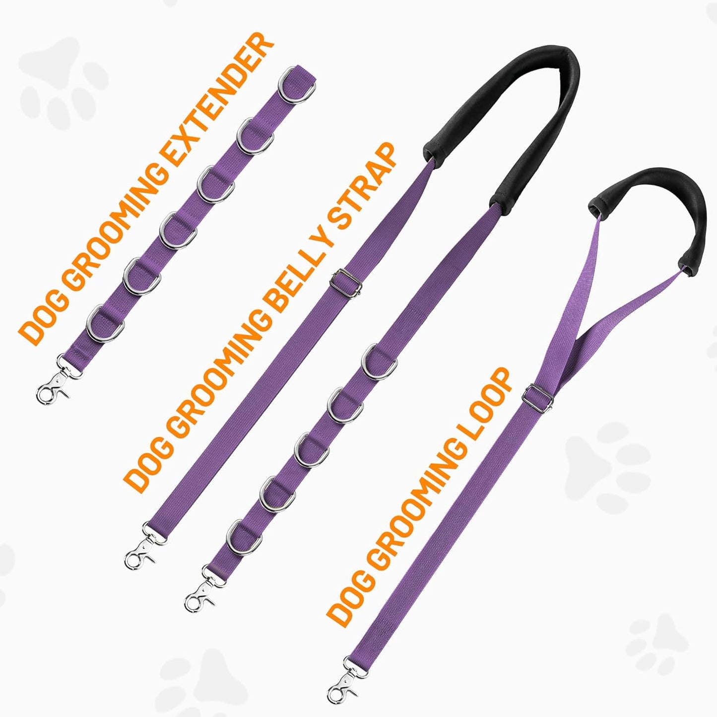 Dog Grooming Belly Strap - Dog Grooming Loops for Table Arm Extender with Clamp Extension Loop Bathing Restraint Leash No Sit Haunch Holder for Small & Medium Dogs Hair Cutting Washing (Purple)