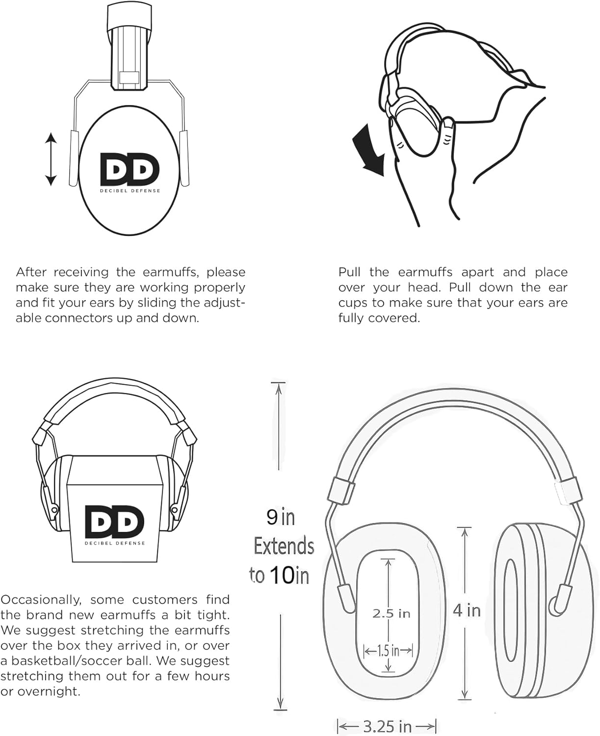 DECIBEL DEFENSE Professional Safety Ear Muffs 37dB NRR - The HIGHEST Rated & MOST COMFORTABLE Ear Protection for Shooting & Industrial Use - THE BEST HEARING PROTECTION...GUARANTEED (BLACK)
