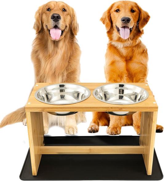 Yangbaga Elevated Dog Bowls, Raised Dog Feeding Station with 2 Bowls, Easy to Clean