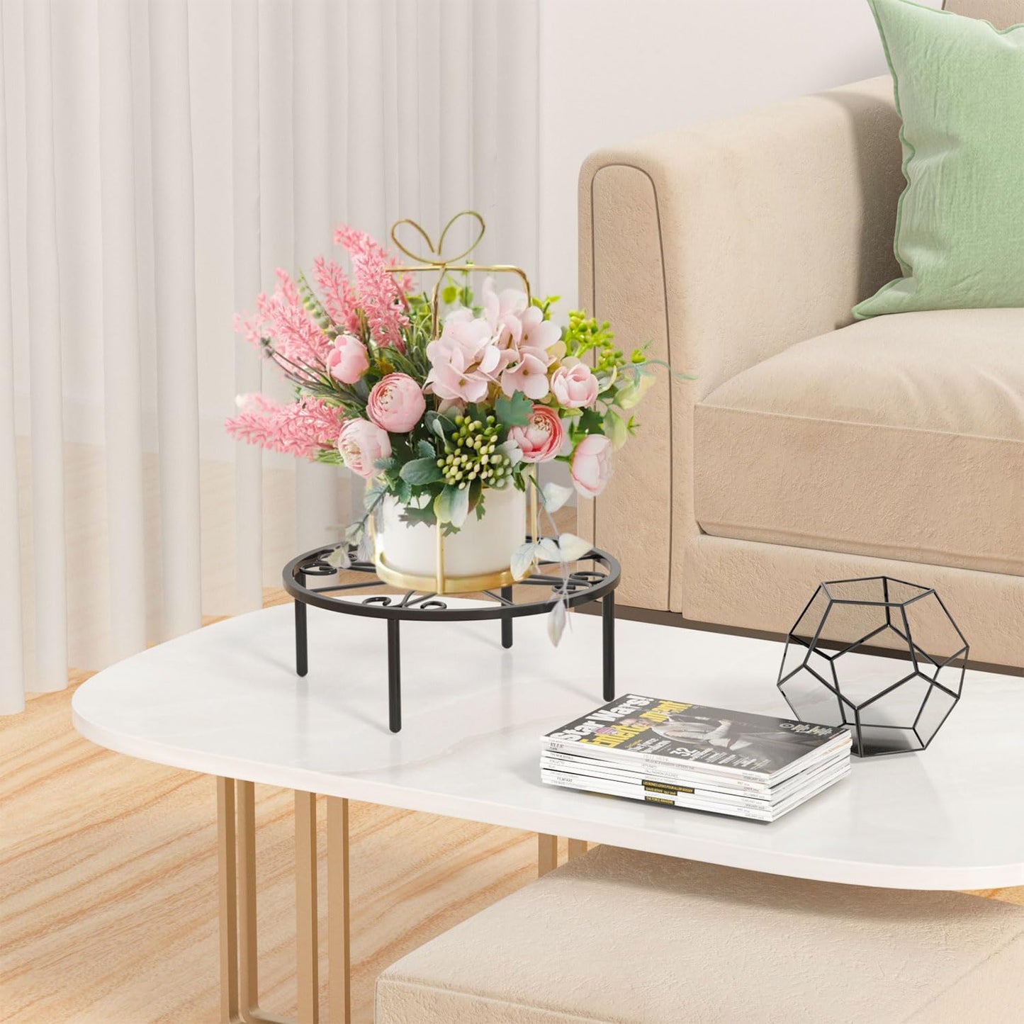 10.24IN Short Plant Stand-Heavy Duty Flower Pot Stand, Potted Plant Holder, Anti-rust Metal Plant Pot Shelf for Room Indoor and Outdoor Courtyard, Gardens.