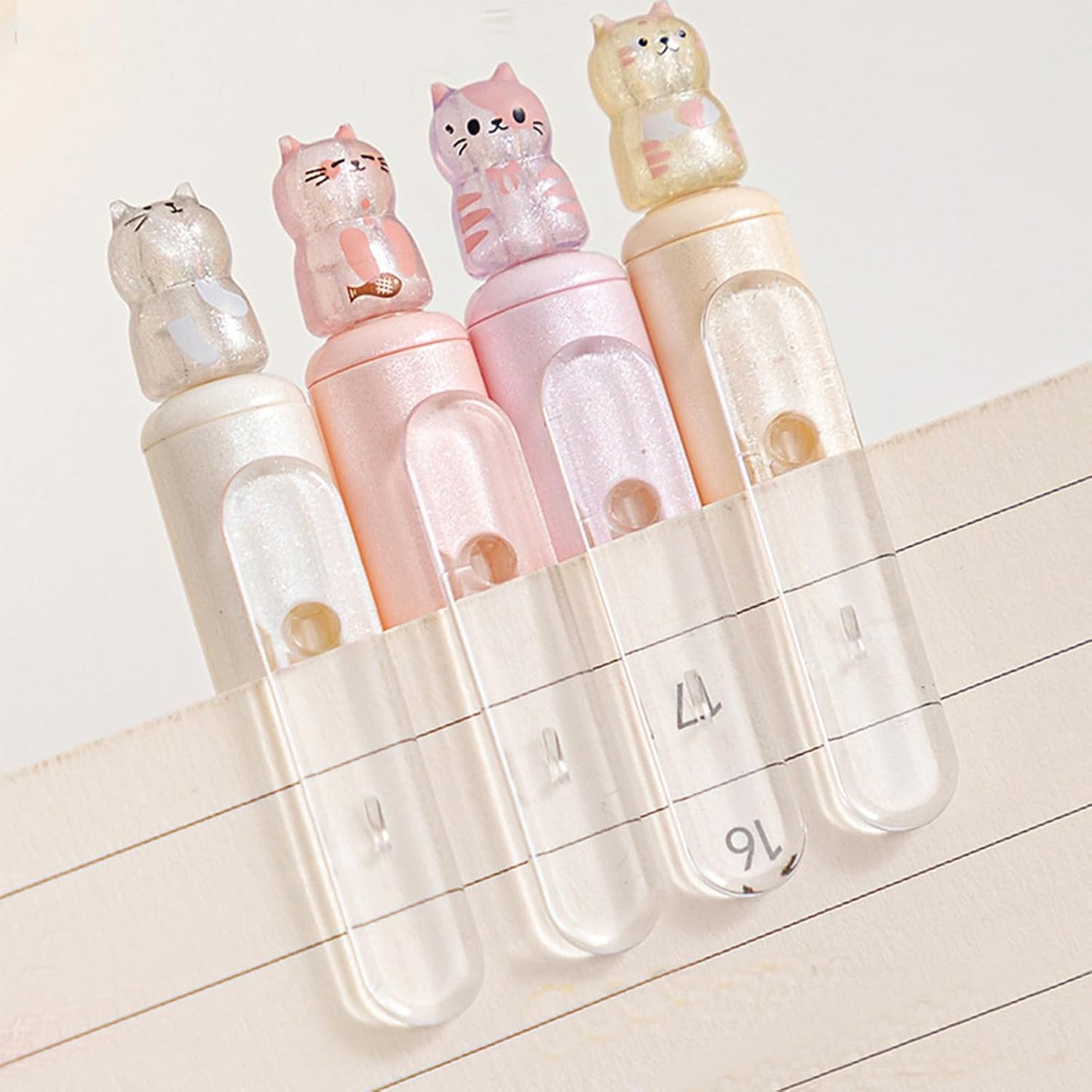 4 Pcs Cute Retractable Pens Cat Gel Pens Gliiter Aesthetic Pen 0.5mm Fine Point Black Ink Smooth Writing Kawaii Cartoon Kitty Pen for Women Girls Office School Supplies (4Pcs Gliiter Cat)