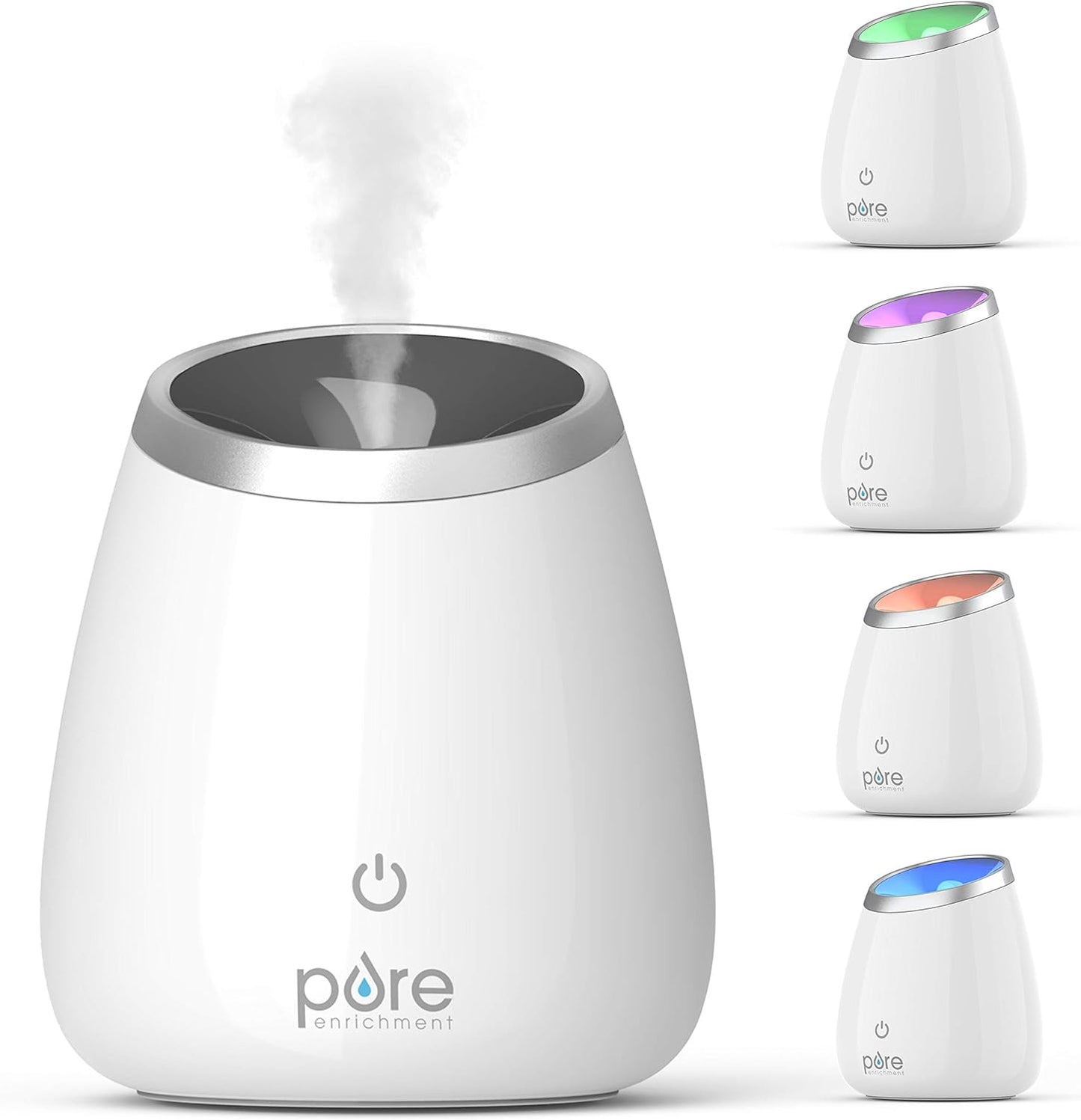 Pure Enrichment PureSpa Deluxe Ultrasonic Aromatherapy Oil Diffuser - 120ml Water Tank, Mood-Boosting Ionizer and Optional Color-Changing Light - Lasts Up to 10 Hours with Auto Safety Shut-Off