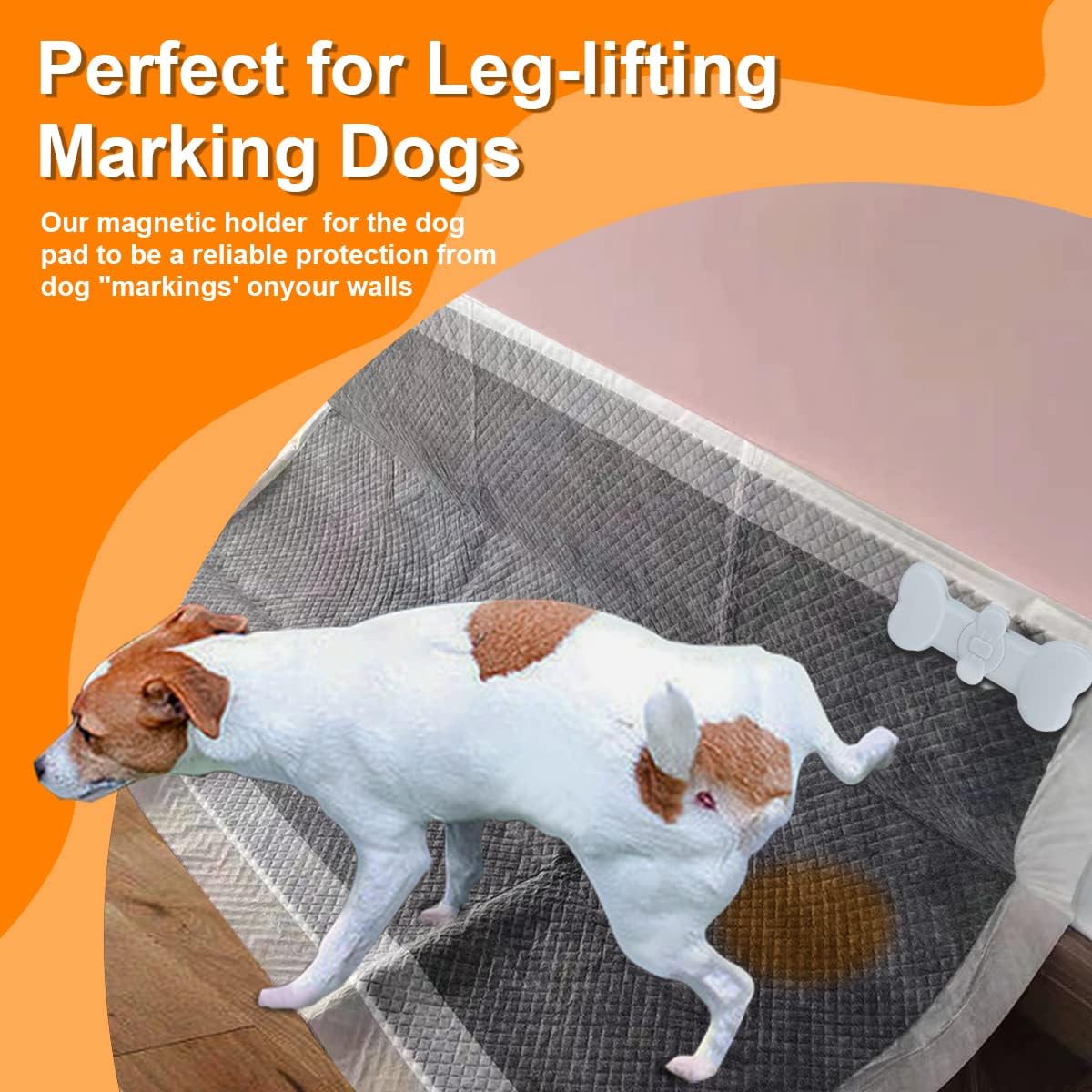 2 Pack Pee Pad Holder- Dog Potty Pee Pad Holder for Leg-Lifting with Strong Adhesive and Magnets for Any Size Puppy Pads Indoor Dogs House Wall