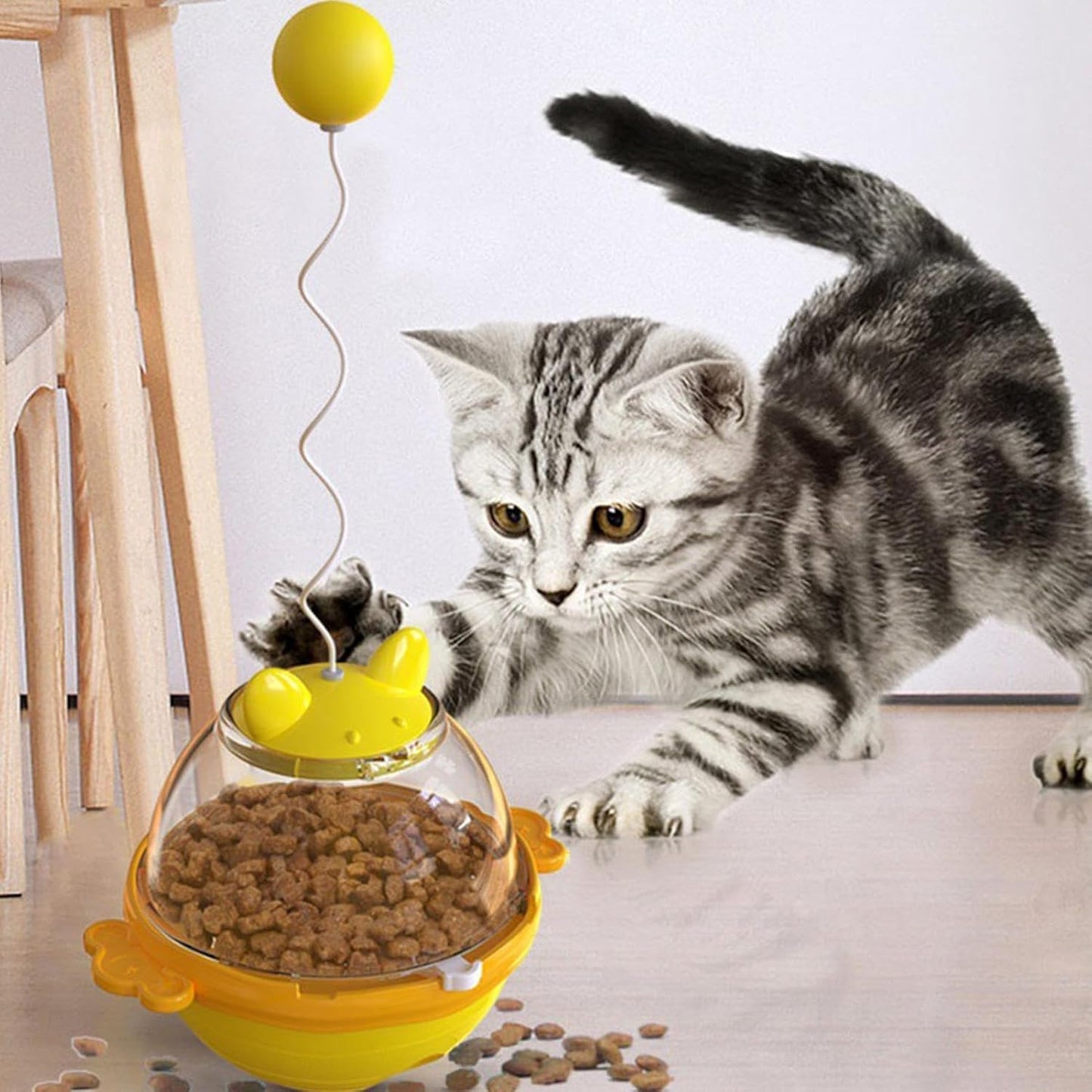 Cat Treat Toy, Puzzle Feeder, Interactive Trainer, 11.02x5.47x4.41 Inches Slow Dispensing Design, Durable Safe Material, Multicolor, for Indoor Cats, Garden, Bedroom, Home, Balcony, Study Use