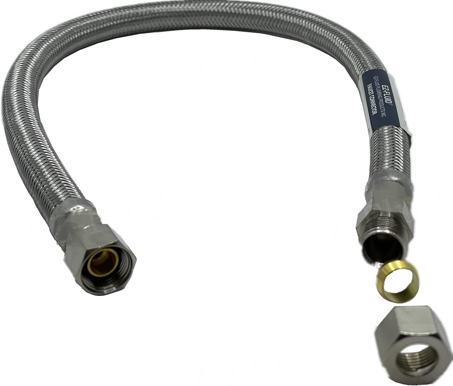 EZ-Fluid 12-Inch Faucet Supply Extension Line 3/8" Male Comp. To 3/8" Female Compression Stainless Steel Braided Faucet Extension Supply Hose Connector Lines,Fits Delta Faucet Plumbing Fitting(1-Pack)