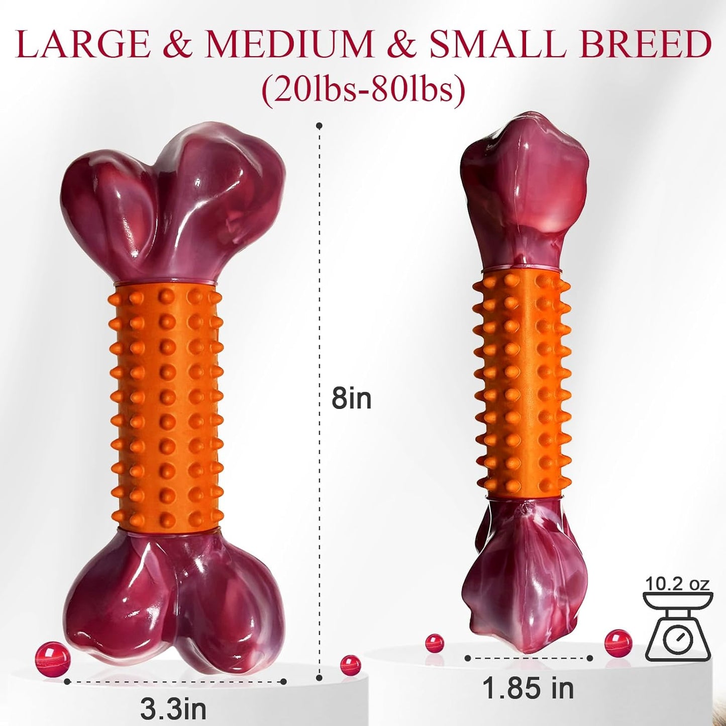 Apasiri Dog Toys for Aggressive Chewers Peanut Butter Flavored, 8" Tough Dog Chew Bone, Nylon & Rubber Chew Toy, Dog Bone Toy for Large Medium Breed 20-80lbs