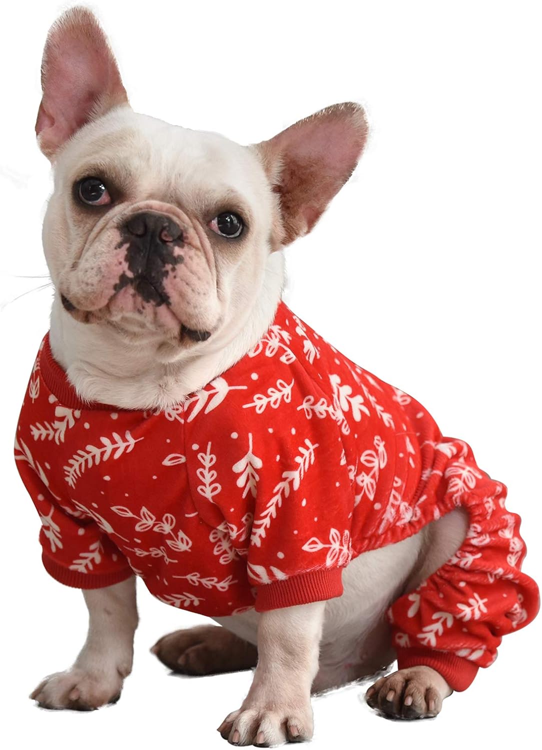 CuteBone Soft & Stretchy Christmas Dog Pajamas - Cozy Pet Jammies Breathable Jumpsuit for Small Dogs - All-Season Comfy Outfit Easy-On Pullover Design - Keeps Pets Warm & Comfortable P18M