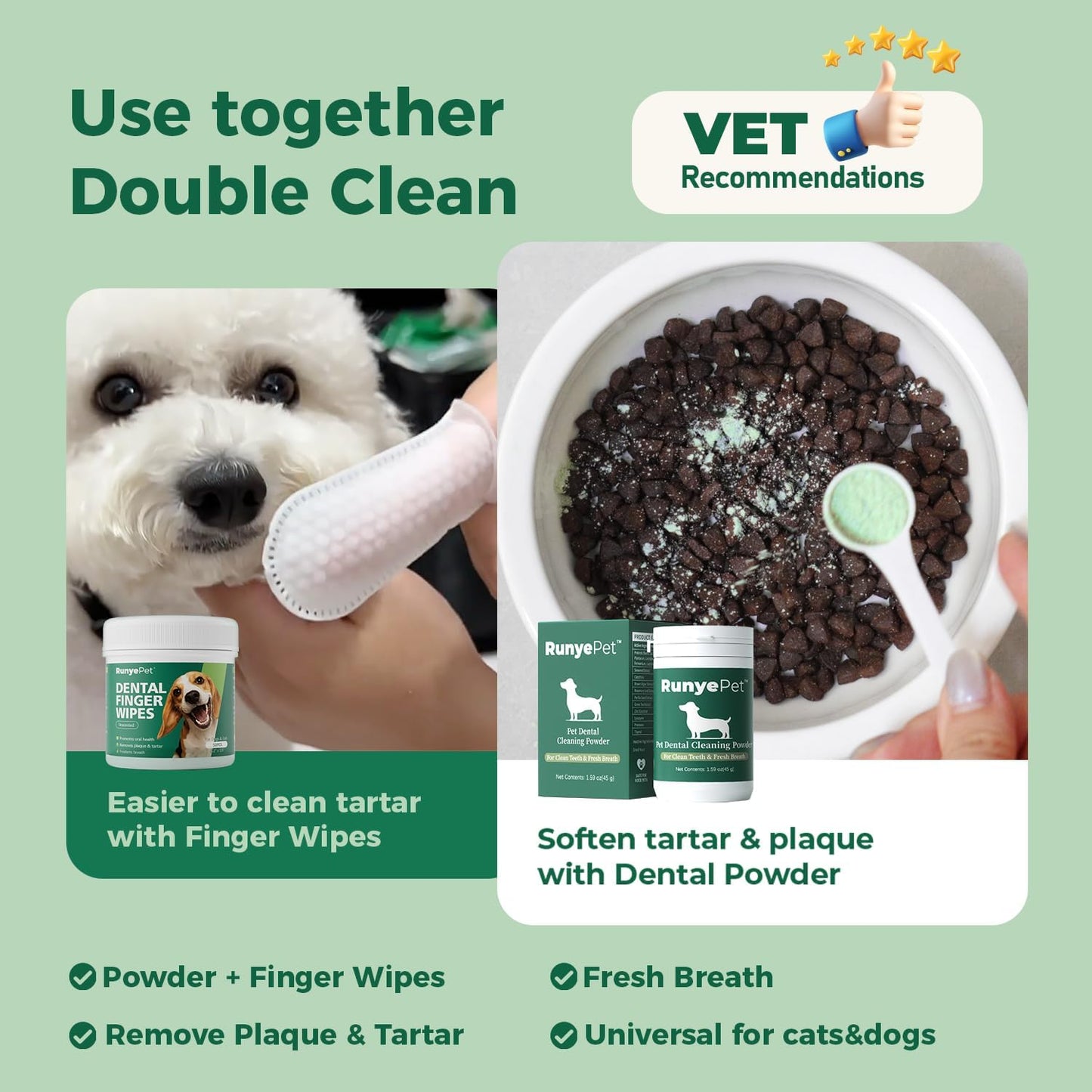 Dog Dental Powder, Plaque Off Pet Tooth Cleaning lab co - Bad Breath & Tartar Remover for Dogs, Dog Teeth Cleaning Powder and Cats Breath Freshener (1)