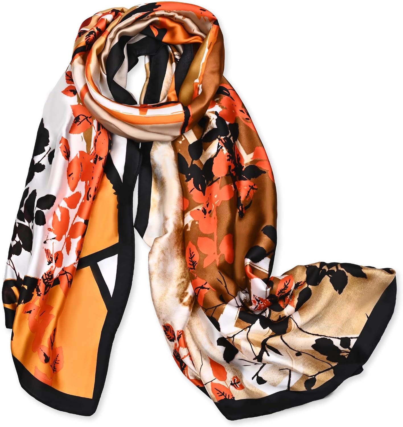 FINIZO Mulberry Silk Feeling Long Scarf for Women Large Shawls for Headscarf and Neck Sunscreen Shawls