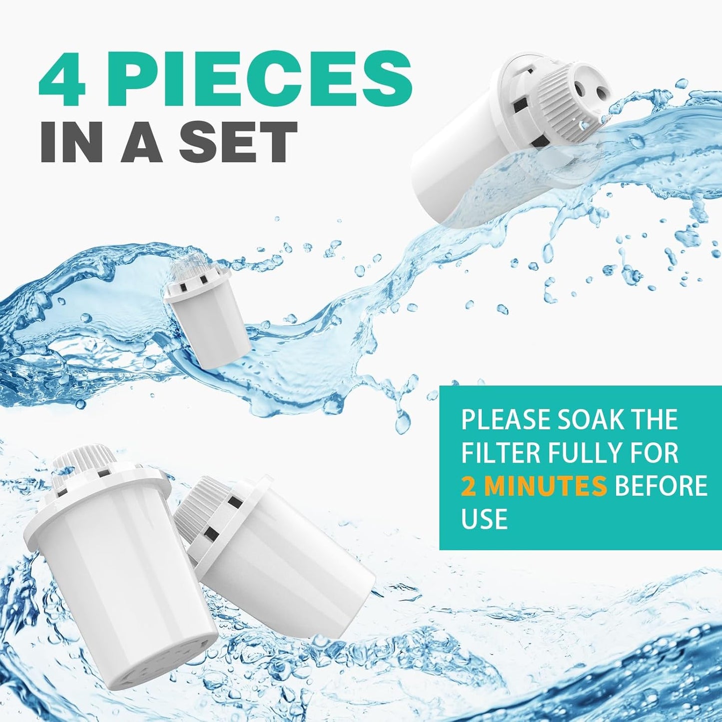 Dog Water Fountain Filters Replacement 4 Pack,2 Months Set of Water Filter Replacement for SwSun Large Pet Water Fountain Stainless Steel,7 Layer Vertical Filtration for D2341,D2419,D2322,D2223,D2340