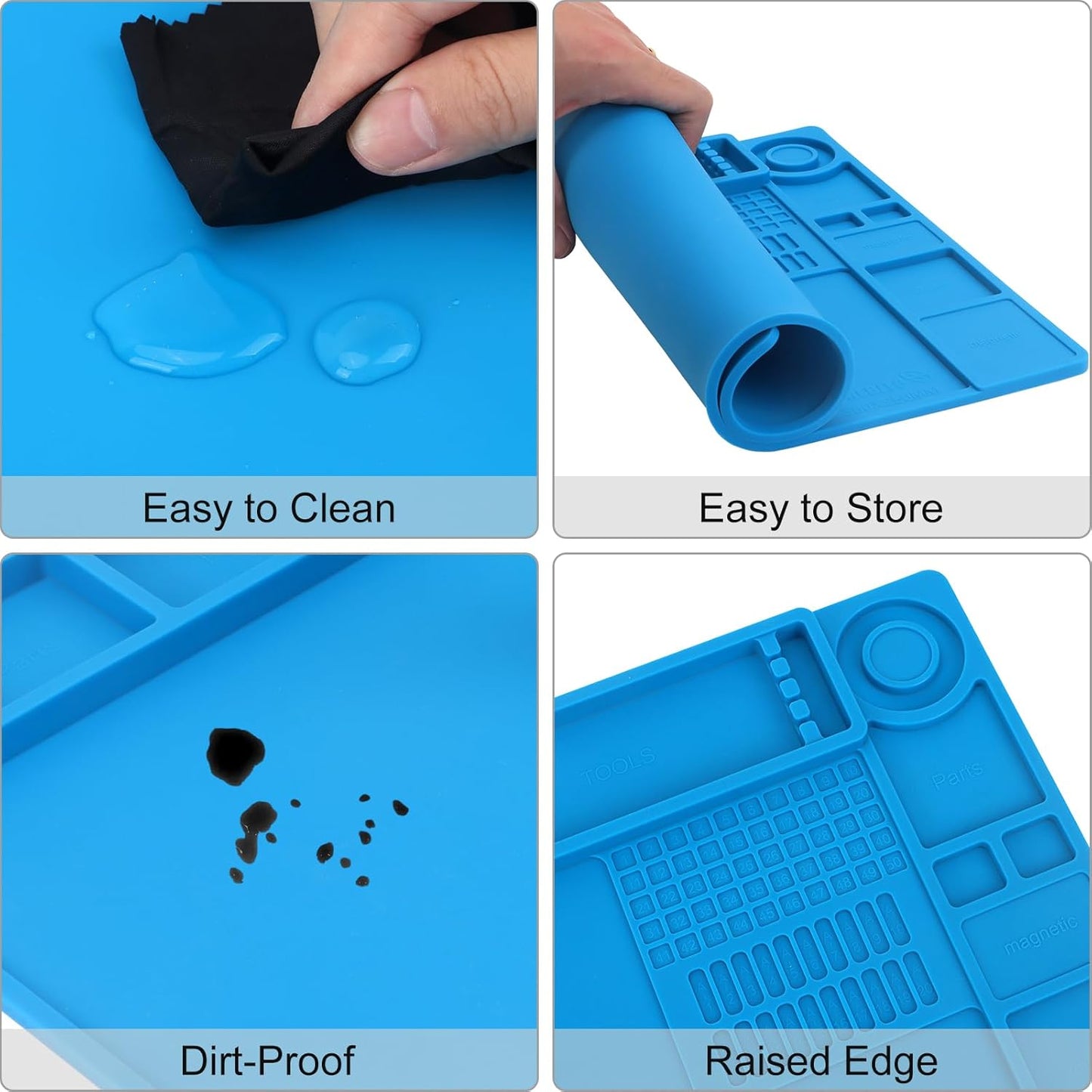 STREBITO Soldering Mat Electronics Repair Mat, Silicone Work Mat Heat Resistant 932°F, Magnetic Mat for Screws and Tools, Solder Mat Silicone Pad for Watch, Phone, Eyeglass, Knife, Size 13.8 "x 9.9"