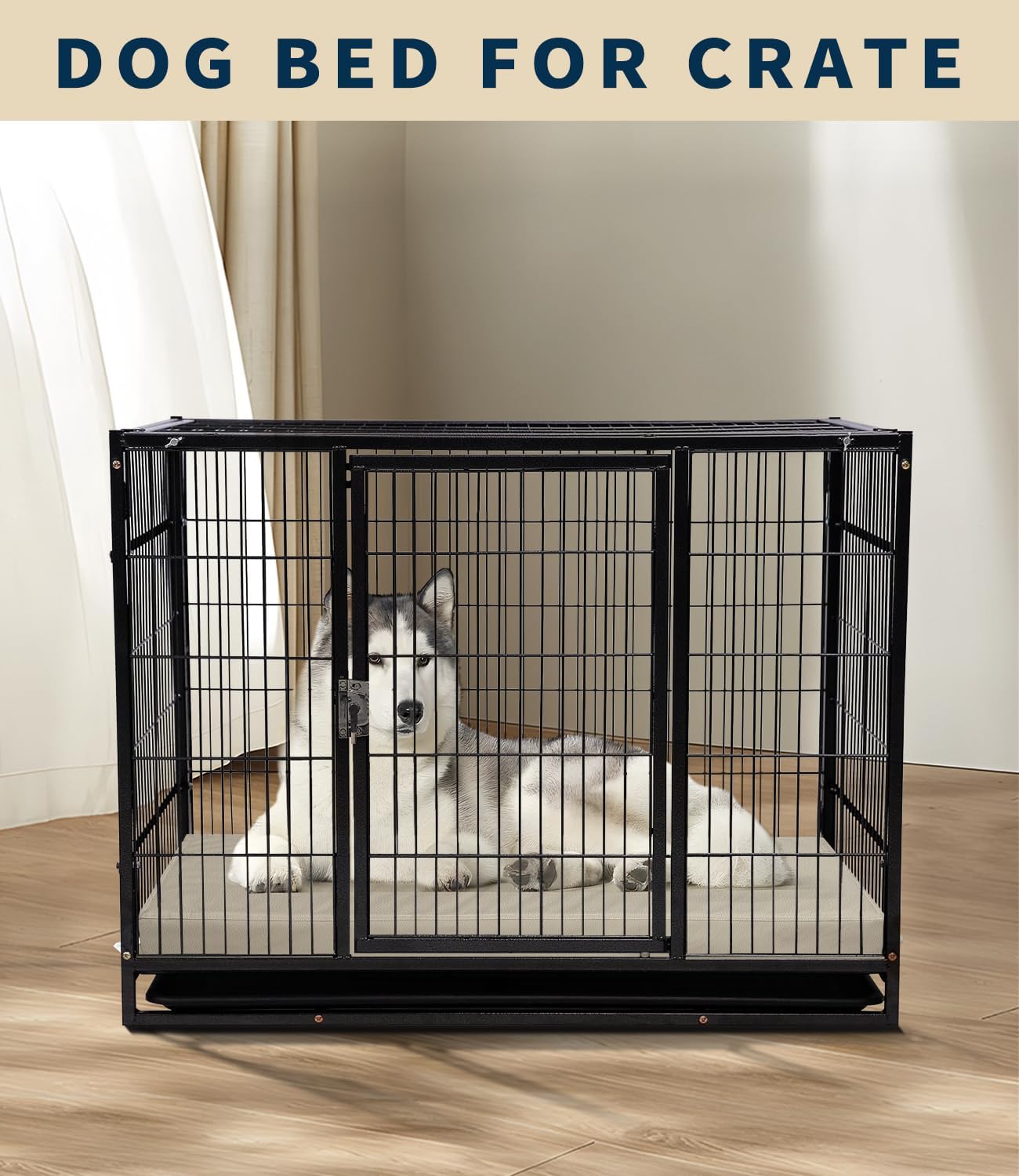 Waterproof Dog Bed for Crate Pad, Leather Pet Mat with Wipeable Removable Cover, Large Size Crate Mat