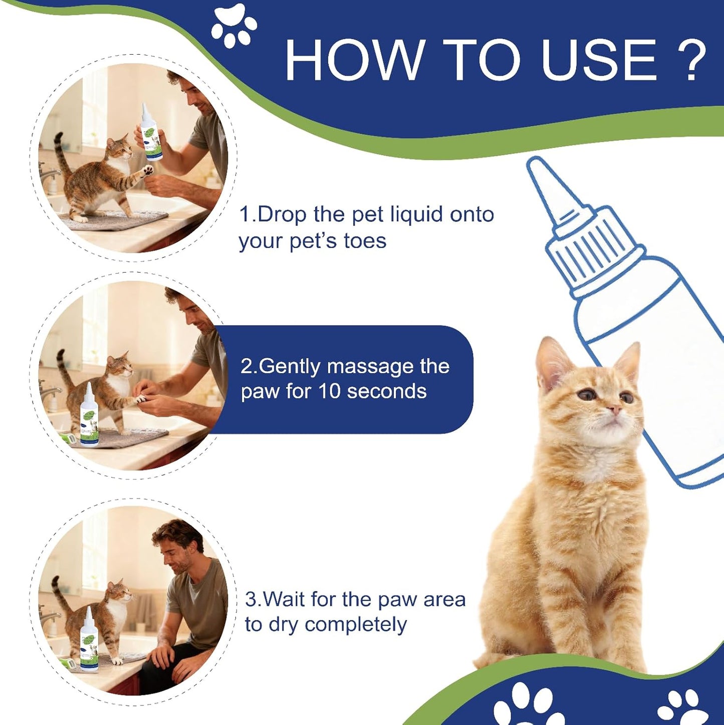 Dog Paw Cleaner- 3.4 oz No-Rinse Paw Cleaner for Dogs Cleans, Nourishes & Moisturizes Pet Toes, Suitable for Dogs, Puppies & Cats