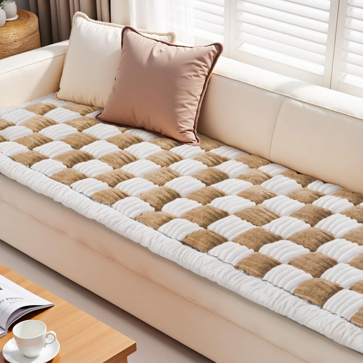 Couch Cushion Cover for dogs Sofa Cover Washable Pet Love Seat Couch Covers for Sofa Slipcover Couch Protector Blanket for Dog Sofa Cushion Covers for Pet Washable Pad Light Brown 70x180cm/27.6x70.9in