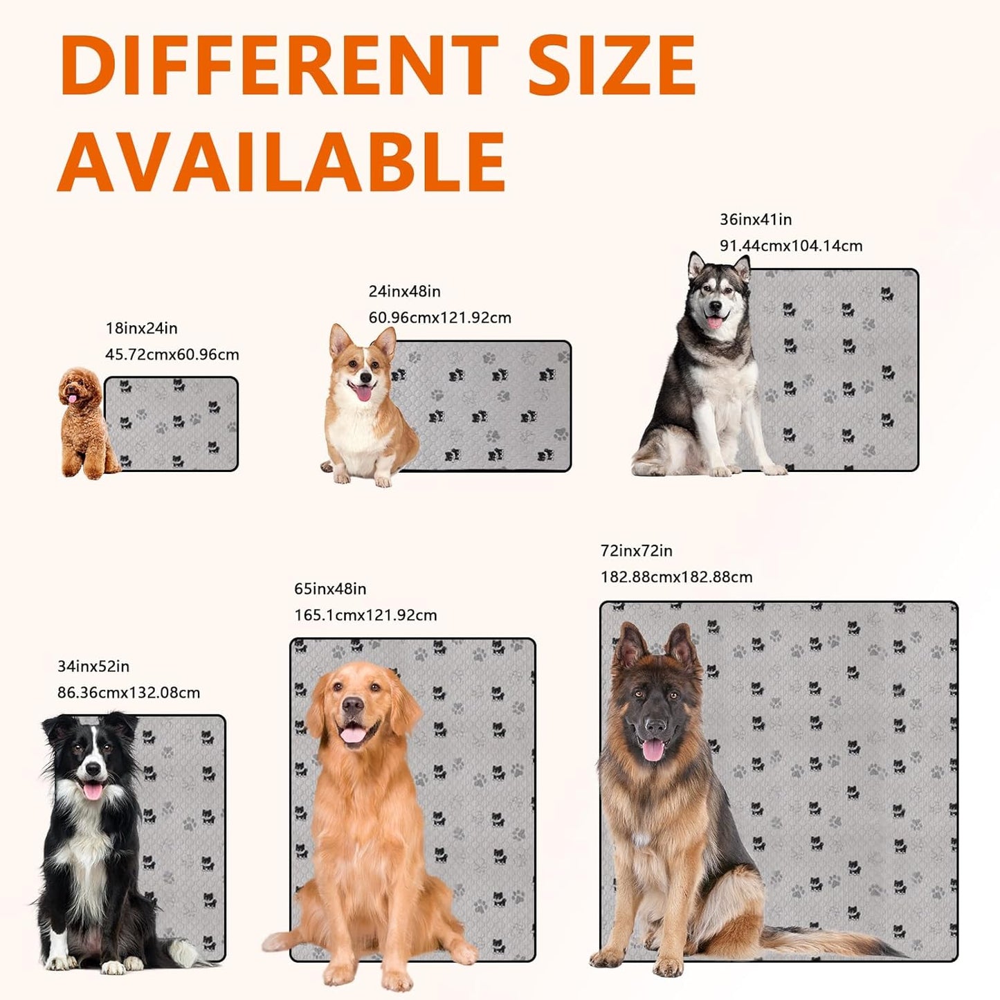ele ELEOPTION Waterproof Dog Bed Blanket Cover Washable Printed Extra Large Pee Pads for Dogs Reusable Absorbent Puppy Pet Pee Pads for Sofa, Bed, Couch,Crate 72x 72inch