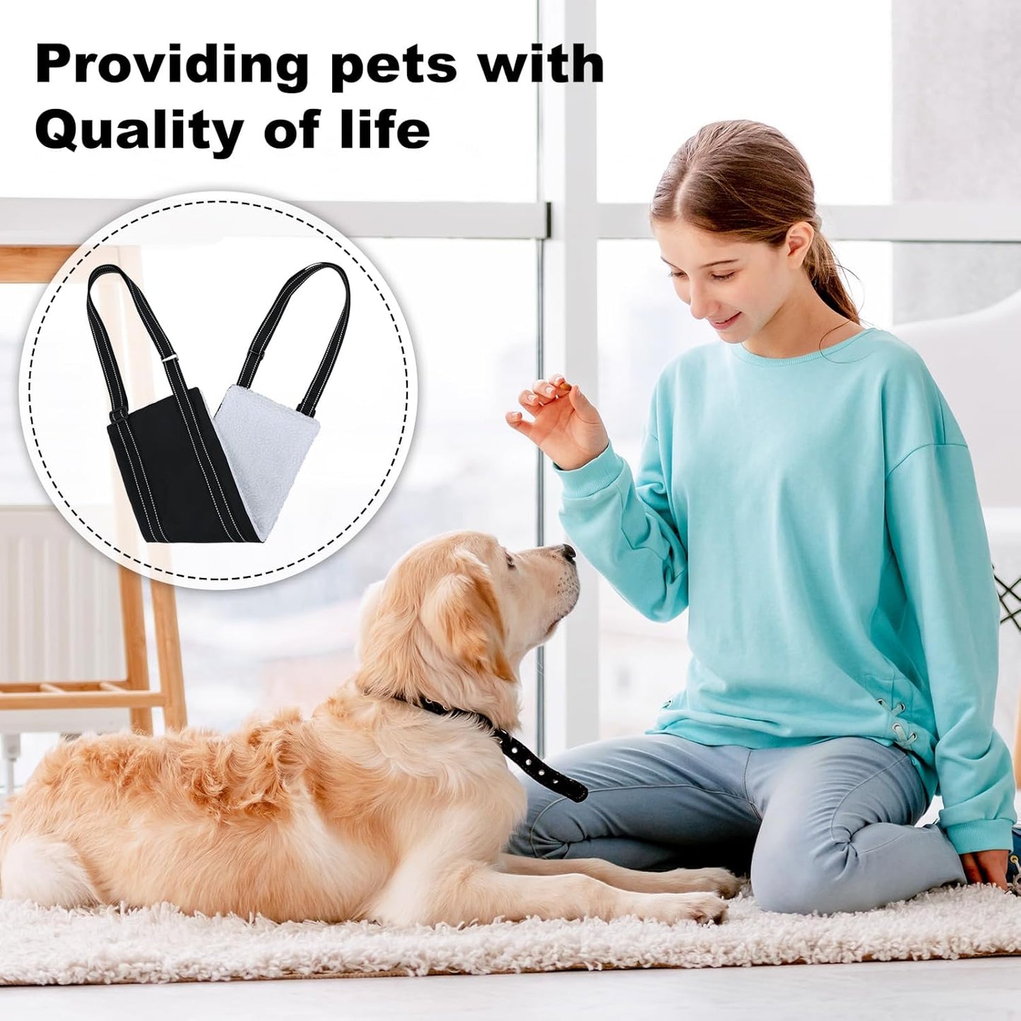 LARGE DOG HIND LEG SUPPORT SLING - Adjustable Dog Lift Harness for Senior, Injured, or Post-ACL Surgery Rehabilitation (Small)
