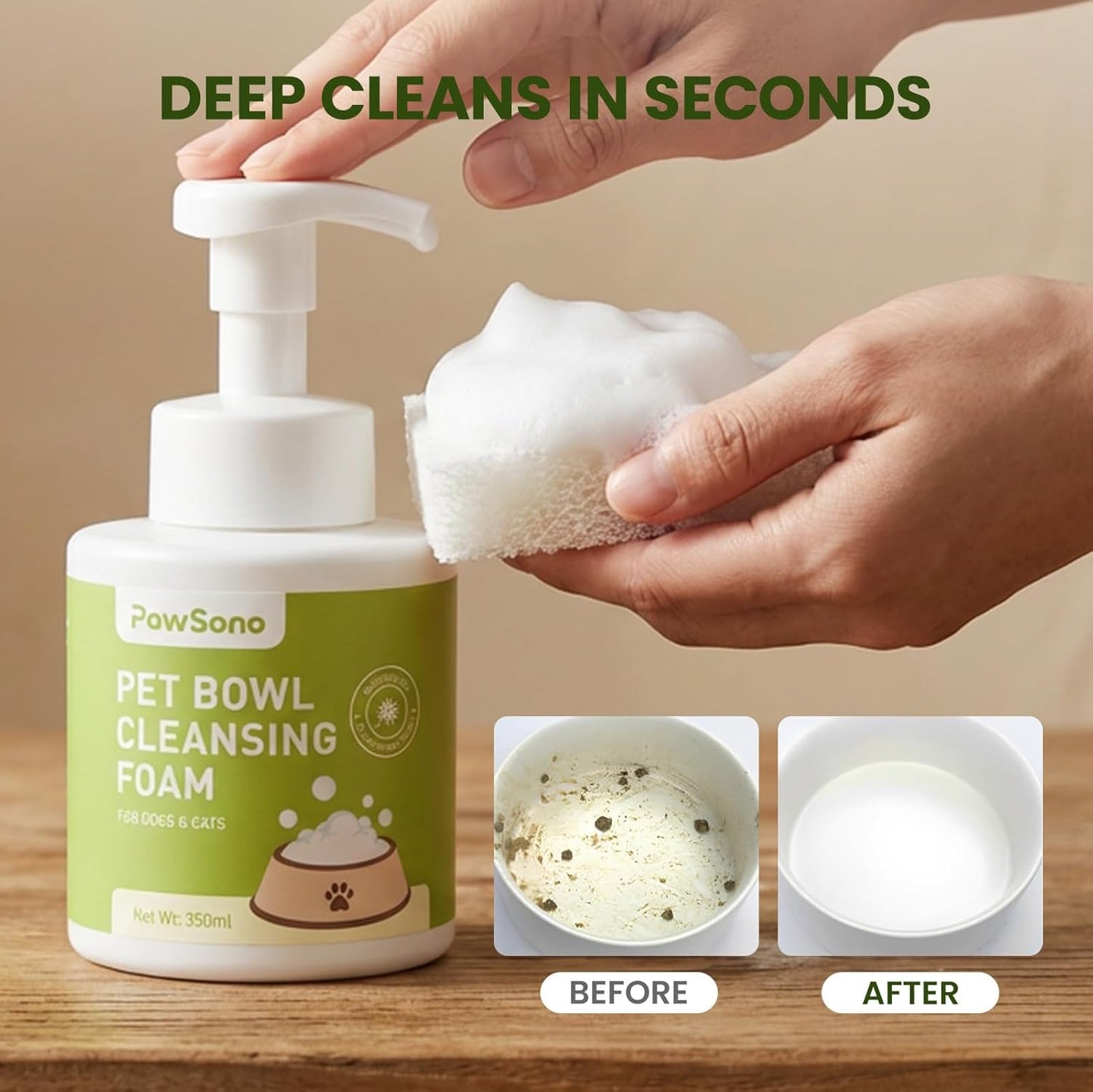 Pet Bowl Cleaner Mousse - Vet Enzyme Formula for Bird Baths & Feeders | Lick-Safe, No Residue | Works on Cat Dishes, Fountains, Toys & Birdhouses (350ml/12oz)