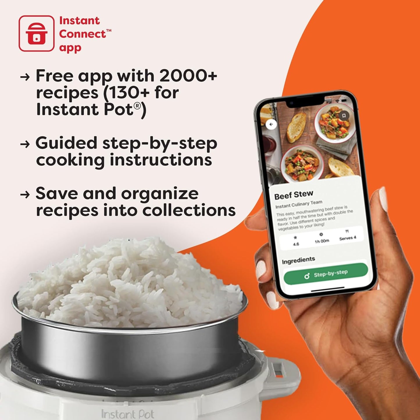 Instant Pot Duo 7-in-1 Electric Pressure Cooker, Slow Cooker, Rice, Steamer, Sauté, Yogurt Maker, Warmer & Sterilizer, Includes App With Over 800 Recipes, Stainless Steel, 6 Quart