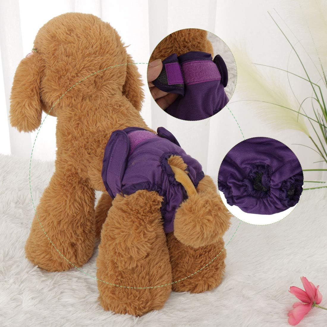 uxcell Female Dog Physical Pant Adjustable and Leak-Resistant Doggie Physical Panties Washable Reusable Doggy Panties Purple XL