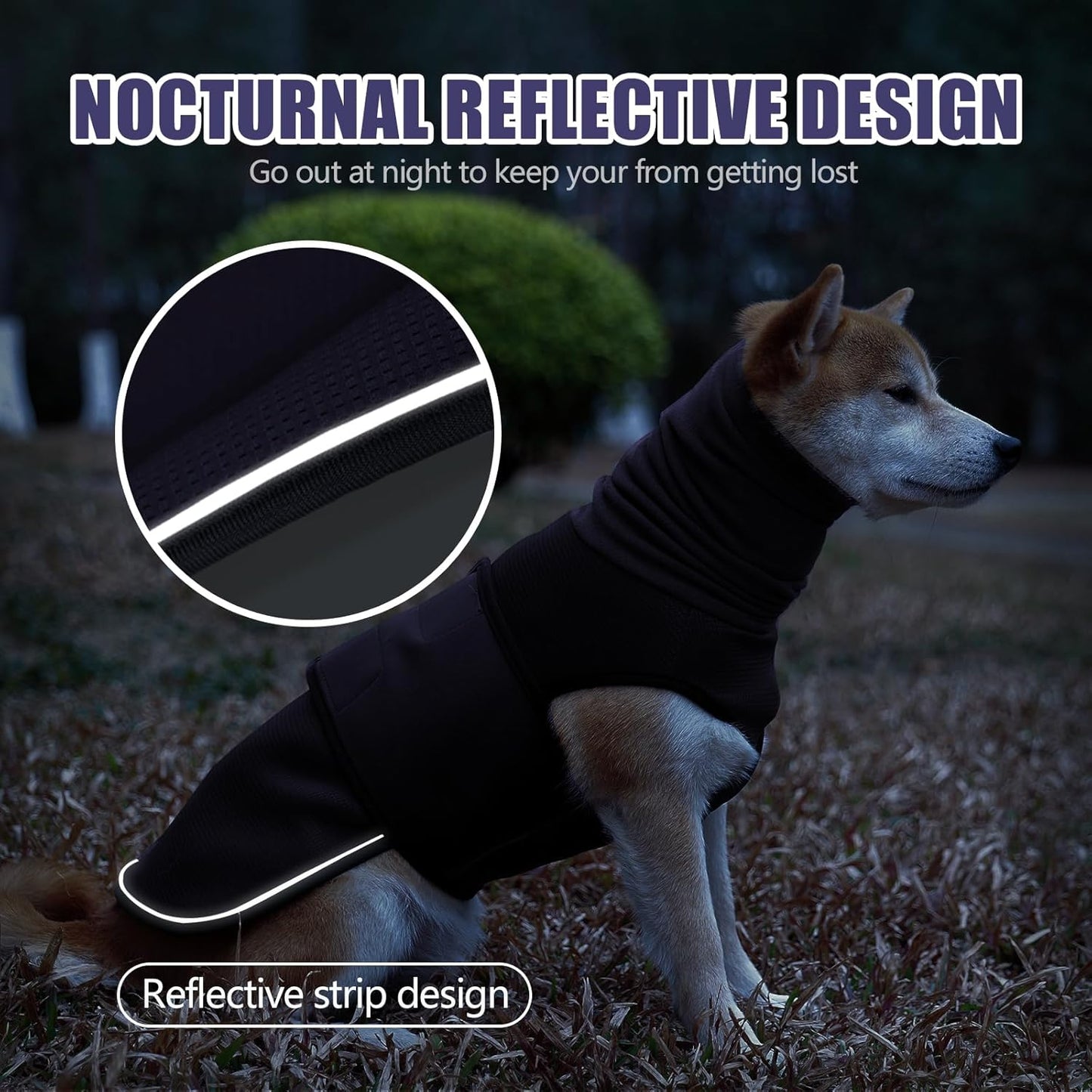 Dog Anxiety Jacket, Dog Shirt with Turtleneck, Breathable Calming Vest, Indoor and Outdoor Separated Pet Jacket (Navy Blue, X-Small)