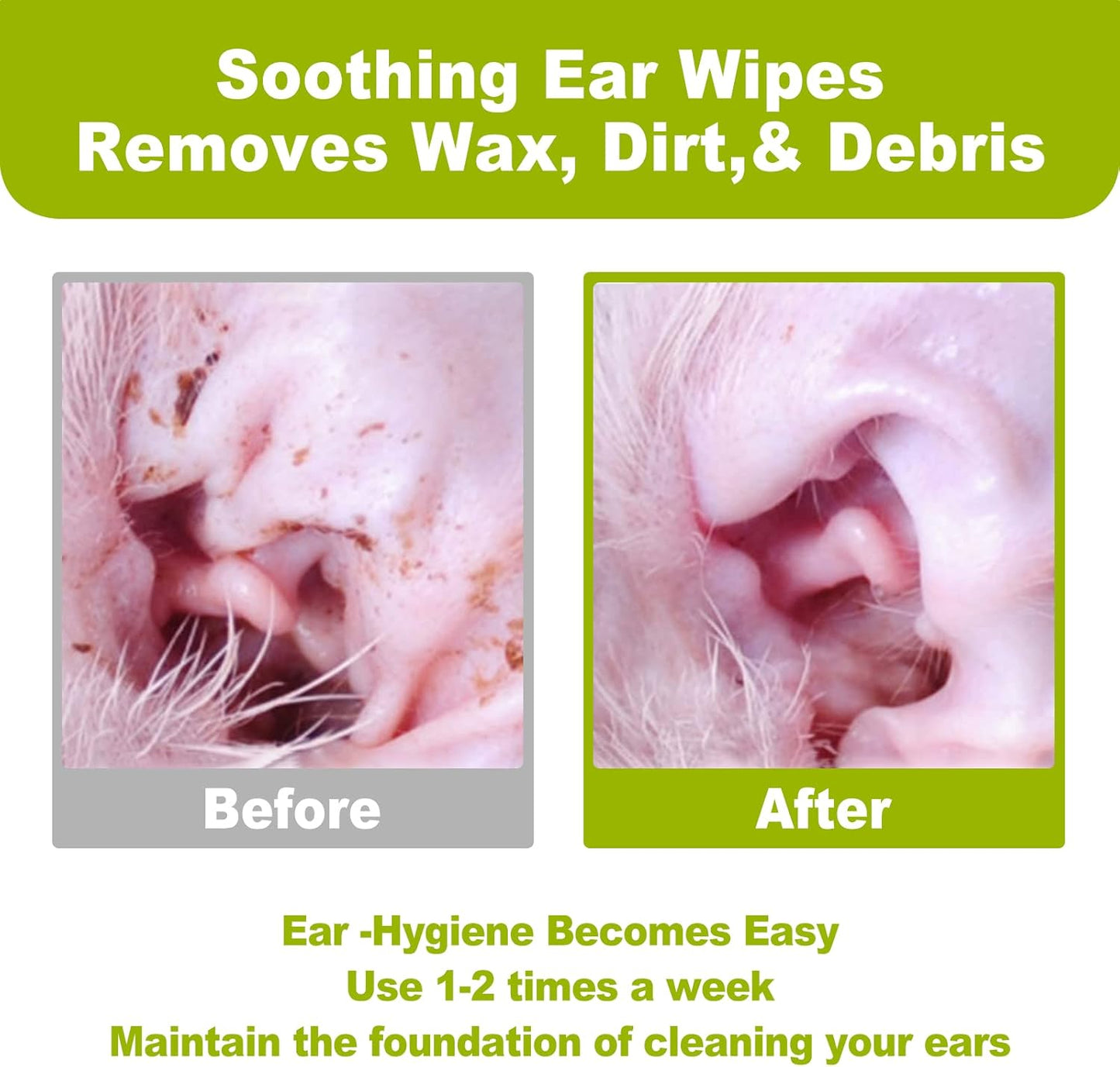 Dr.Easy Pet Ear Wipes 120ct for Dogs & Cats,No Fragrance,Helps Dissolve Wax Build-Up and Control Ear Odor,flushable Gentle Soft and high Absorbency,Lock in Liquid,Stop Ear Itching,Natural Cleansing.