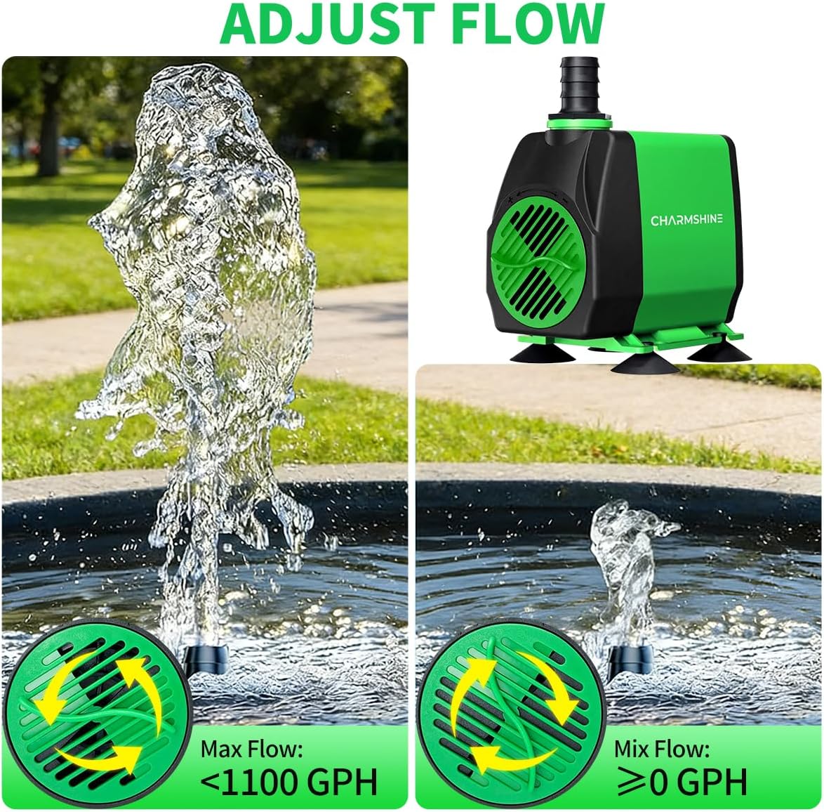 Aquariums Submersible Water Pump 1060GPH 50W[2026 Upgraded] Fountain Pump Hydroponics Fish Pond Pump 4000L/H Outdoor Water Pump for Fish Tank with 5 Nozzles,Filter Bag,Extra-long 8.2ft Power Cord