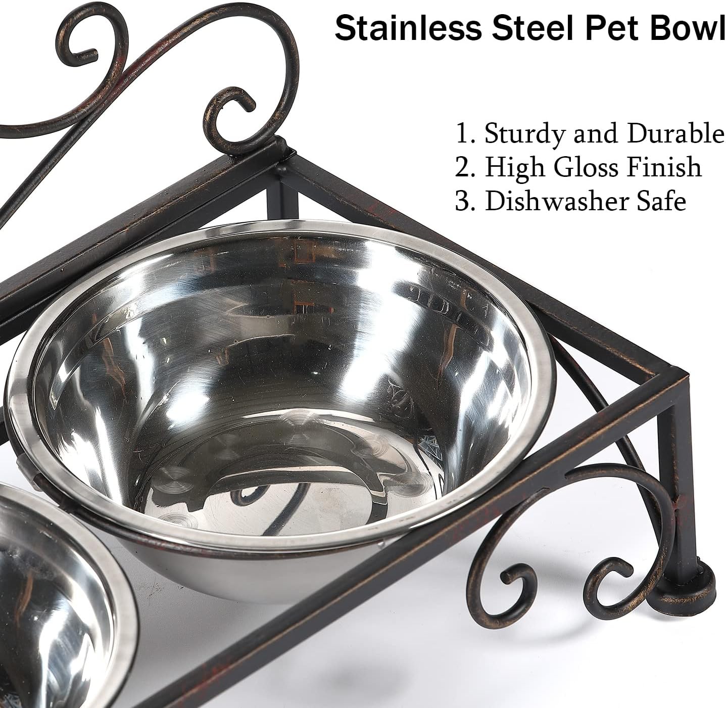 Elevated Dog Bowls for Small Dogs Metal Raised Dog Bowl Cat Dish Stand with Double Stainless Steel Pet Feeder for Food and Water Lifted Cats Bowls with Stand Elevated Pets Bowl Holder - Height 3.54"