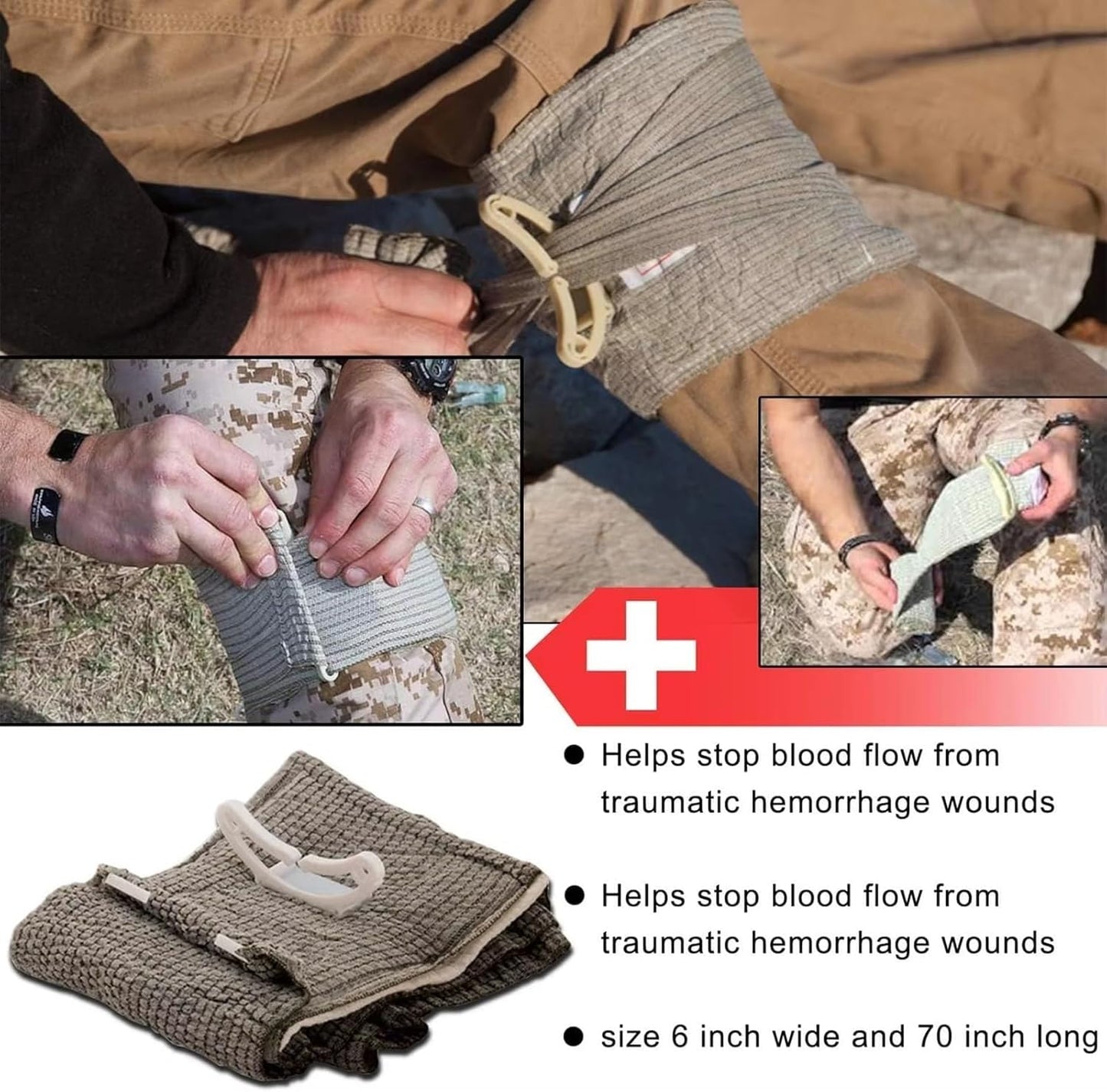 IFAK Trauma Kit with Tourniquet, 6-Inch Bandage, Splint, Tactical First Aid Kit for Car, Camping, Hiking and Travel with Molle Bag