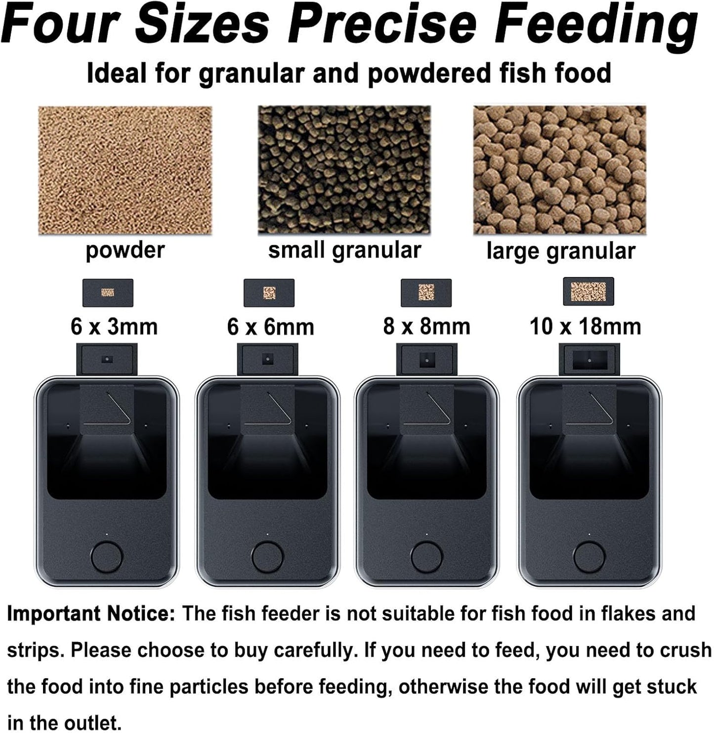 WiFi Automatic Fish Feeder for Aquarium, Food Dispenser for Fish Tank with App Control, USB Powered, Suitable for Small Tank Pelleted Food, Black