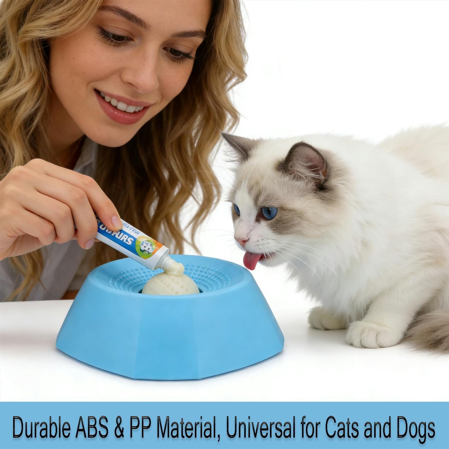 Slow Feeders with Non-Slip Base for Dogs & Cats, Interactive Entertained Ball-in for Liquid Treat and Anxieties Relief, Easy to Clean, Keep Your Pets Busy