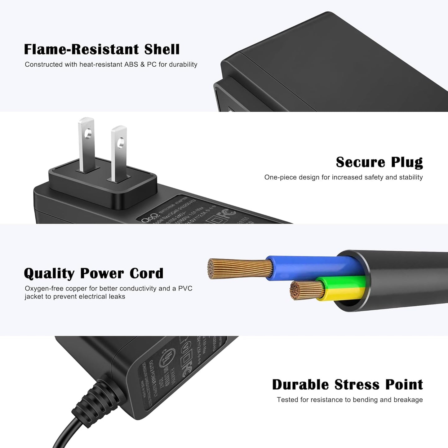 24V DC 2.5A LED Power Supply Adapter – 60W Max, UL Certified, Flicker-Free for 24V LED/COB Strips & CCTV, 5.5×2.1mm