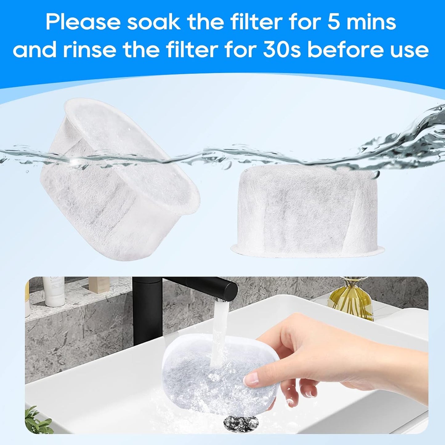10 Pack Cat Water Fountain Filter Replacement Fit for W300&W300B&W500 Water Fountains 67oz/2L & 71oz/2.1L & 118oz/3.5L Automatic Pet Fountain