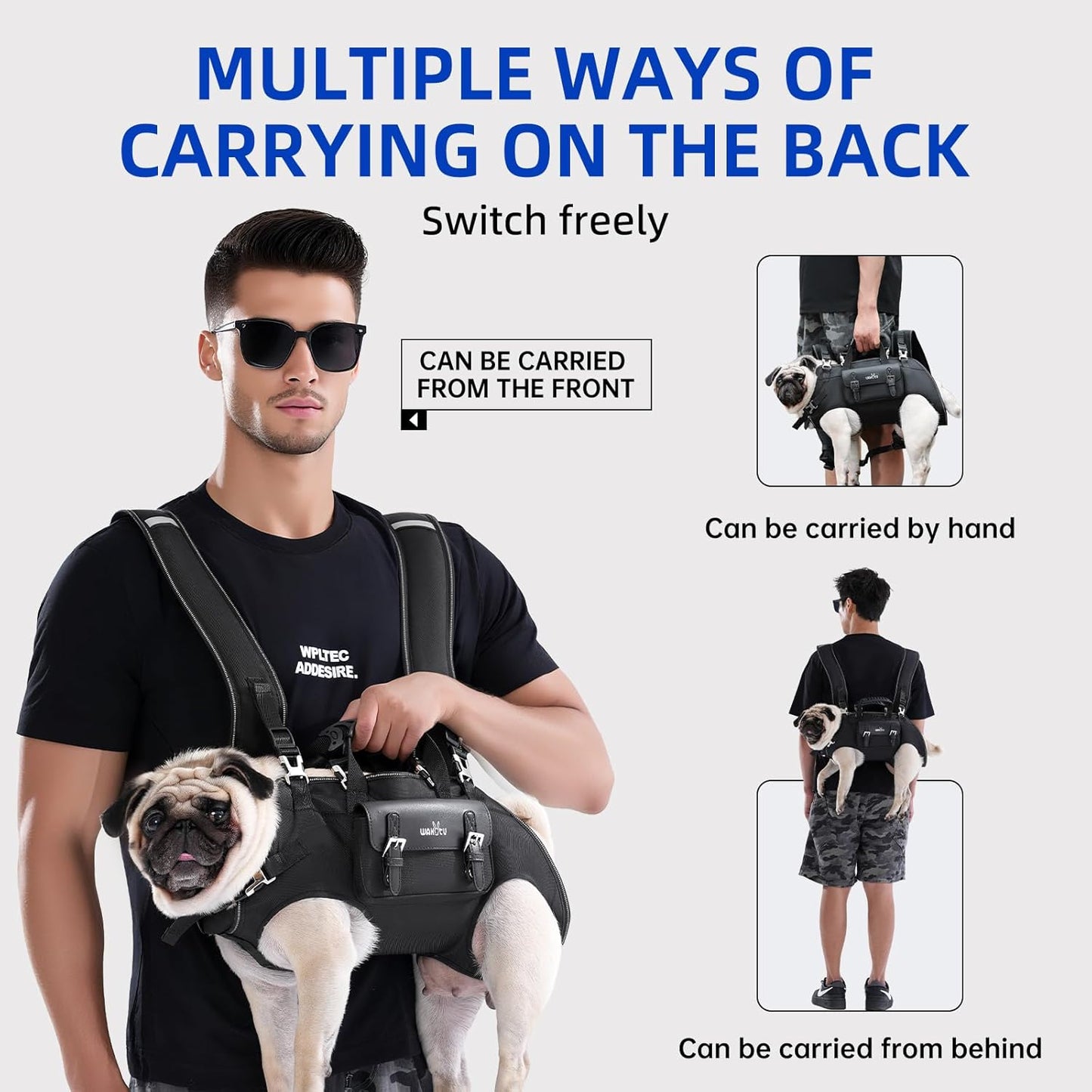 Dog Backpack Carrier for Dogs,Dog Lift Harness,Adjustable Padded Breathable Straps for Dogs, Disabled, Joint Injuries, Arthritis,XXL