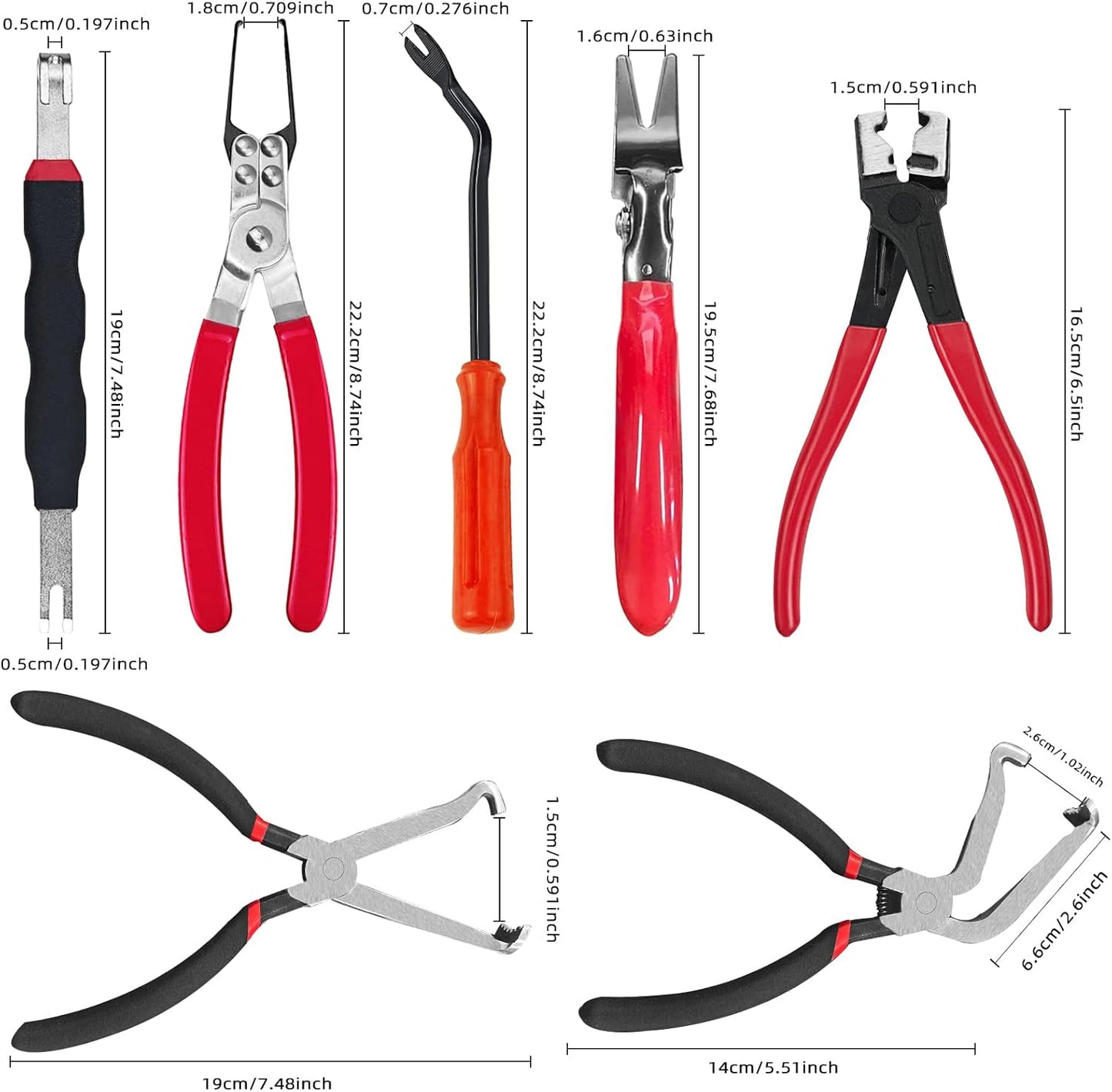 Electrical Disconnect Pliers, 7 pcs Electrical Disconnect Pliers for Cars, Connector Removal Tool for Push Tab Style Plugs