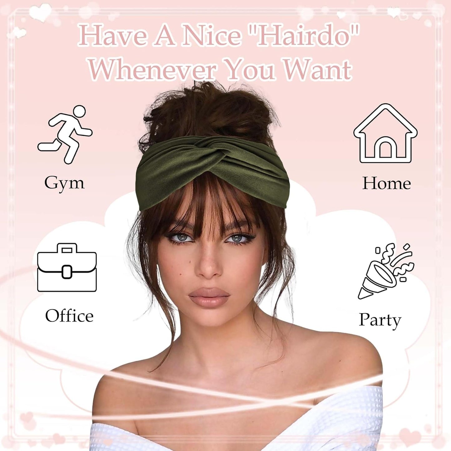 Bandana Headbands for Women Wide Boho Headband Solid Color Knotted Turban Head Bands Soft Hair Wraps Black Head Scarf Fashion Turban Hairband Cute Scarf Headband For Women’s Hair Accessories