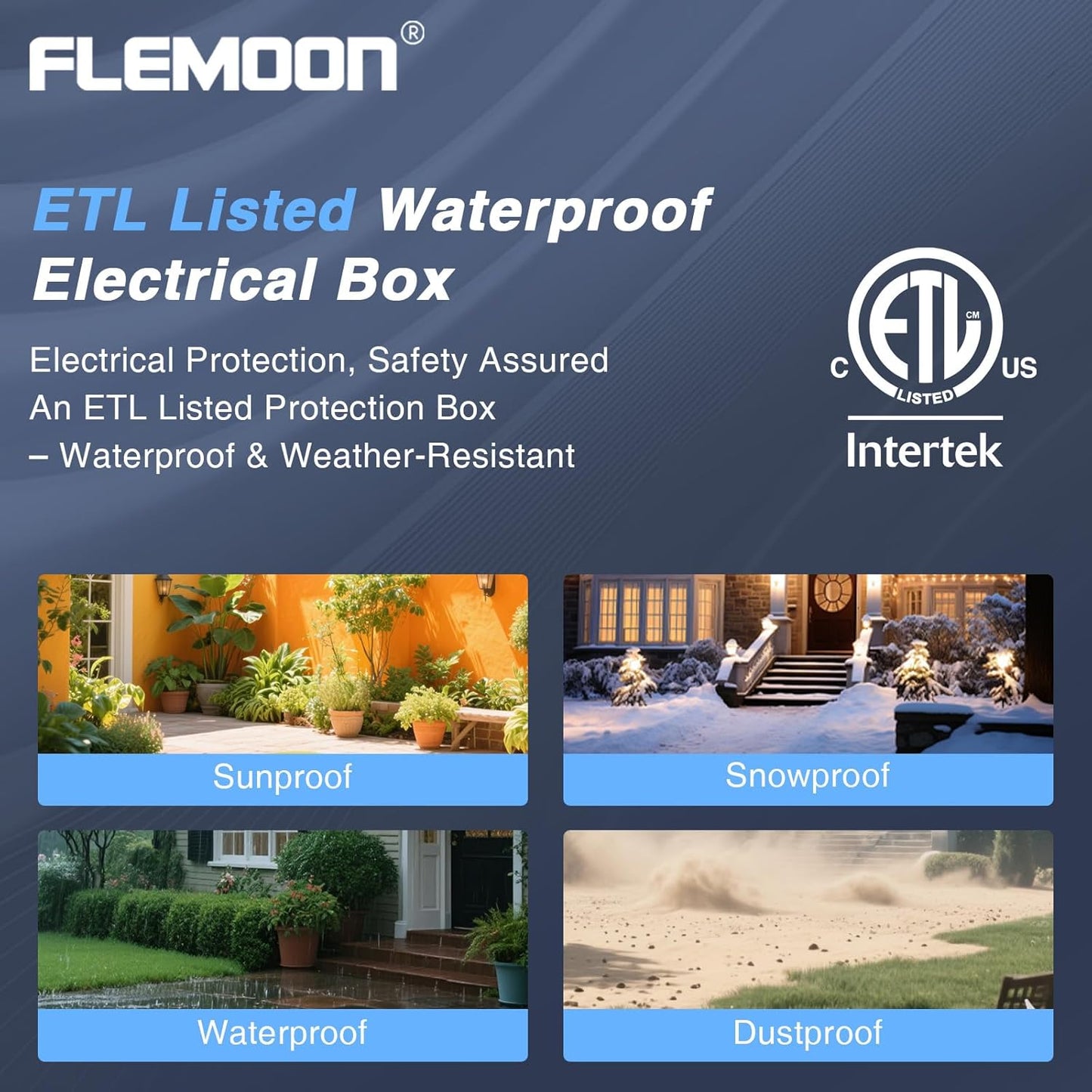 Flemoon Large Outdoor Electrical Box (12.5 x 8.5 x 5 inch), IP54 Waterproof Extension Cord Cover Weatherproof, Protect Outlet, Plug, Socket, Timer, Power Strip, Holiday Light Decoration, Black