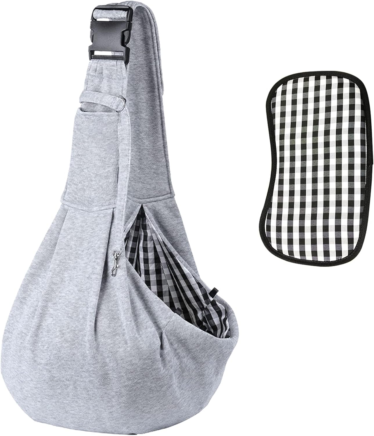 Kanemc Dog Sling Carrier for Small Dogs Cat Puppy Pets Up to 16.5lbs, Comfy Hard Bottom Support, Adjustable Padded Shoulder Strap, Hands-Free Dog Carrier Sling Bag for Outdoor Travel