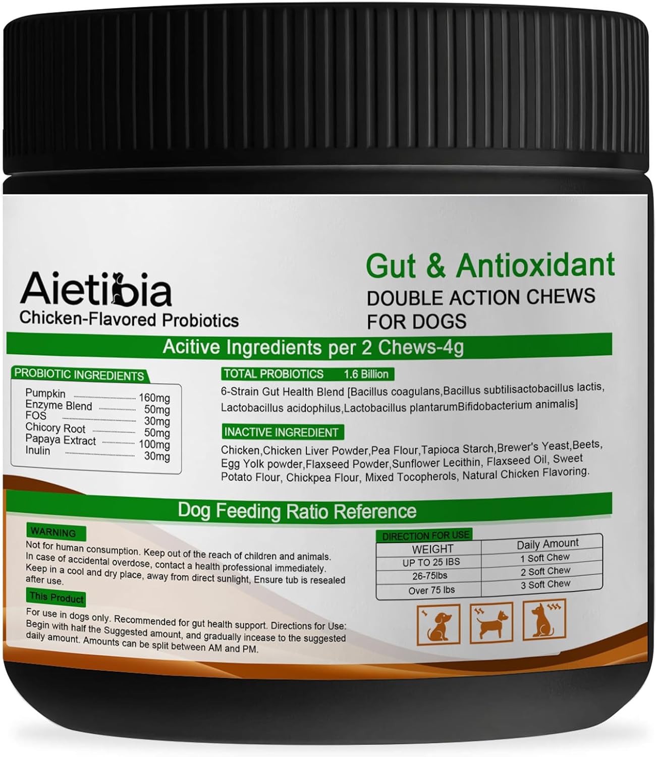 120 Chew Probiotics for Dogs Enzymes Breath Aid Support&Boosting Immunity and Gut Microbiota with Pumpkin Dietary Fiber Digestive Enzymes -Chicken Flavor