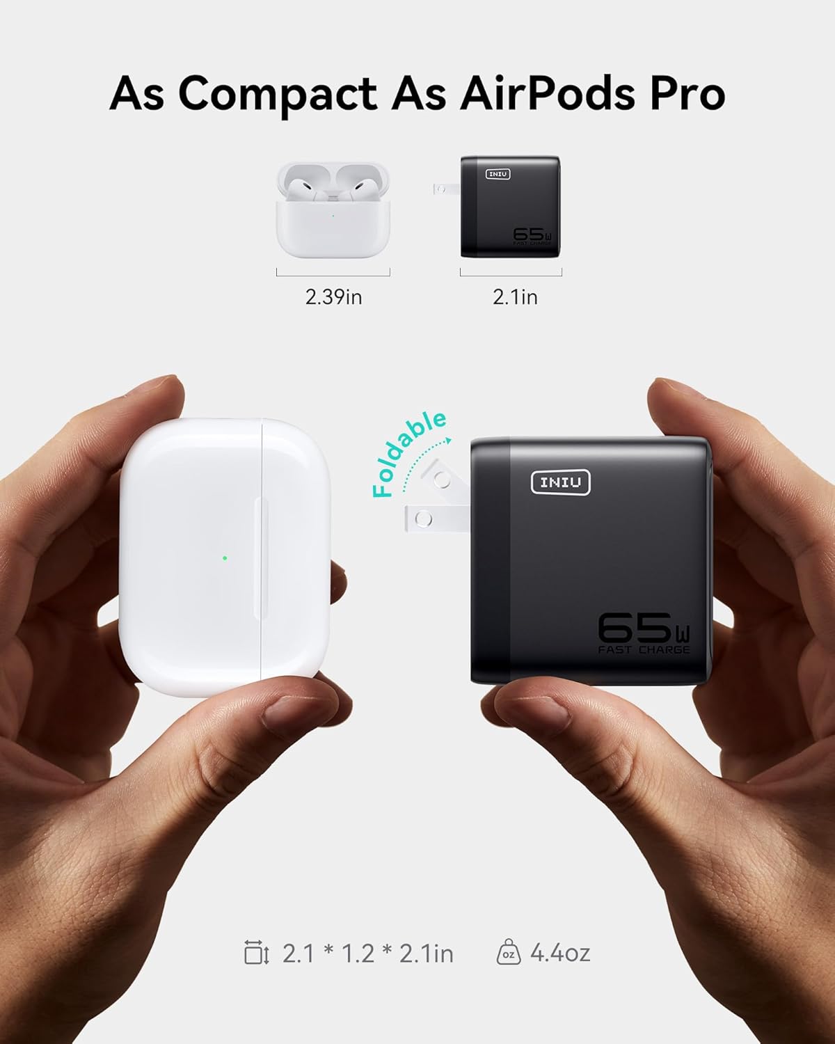 INIU for iPad Charger, 3-Port 65W PD iPad Charger Fast Charging with USB C to C Cable Cord, Compact Type C Wall Charger with Foldable Plug for iPad Pro Air 13 11, MacBook Air M3, iPhone 17 16 Pro Max