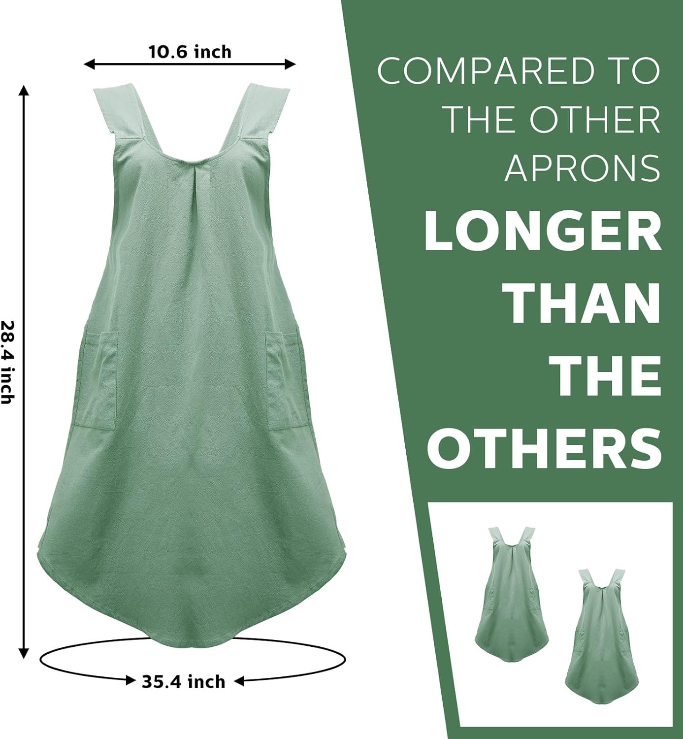 JaGely 2 Pack Japanese Linen Cross Back Kitchen Cooking Aprons for Women Men with 2 Pockets Cute Gardening Dress