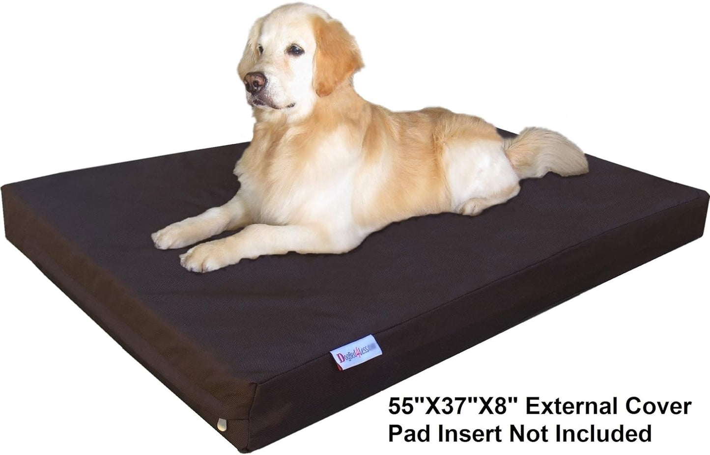 Dogbed4less Jumbo 1680 Nylon Heavy Duty Dog Pet Bed - External Zipper Duvet Cover and Waterproof Internal Cover - 55X37X8 Inches, Seal Brown