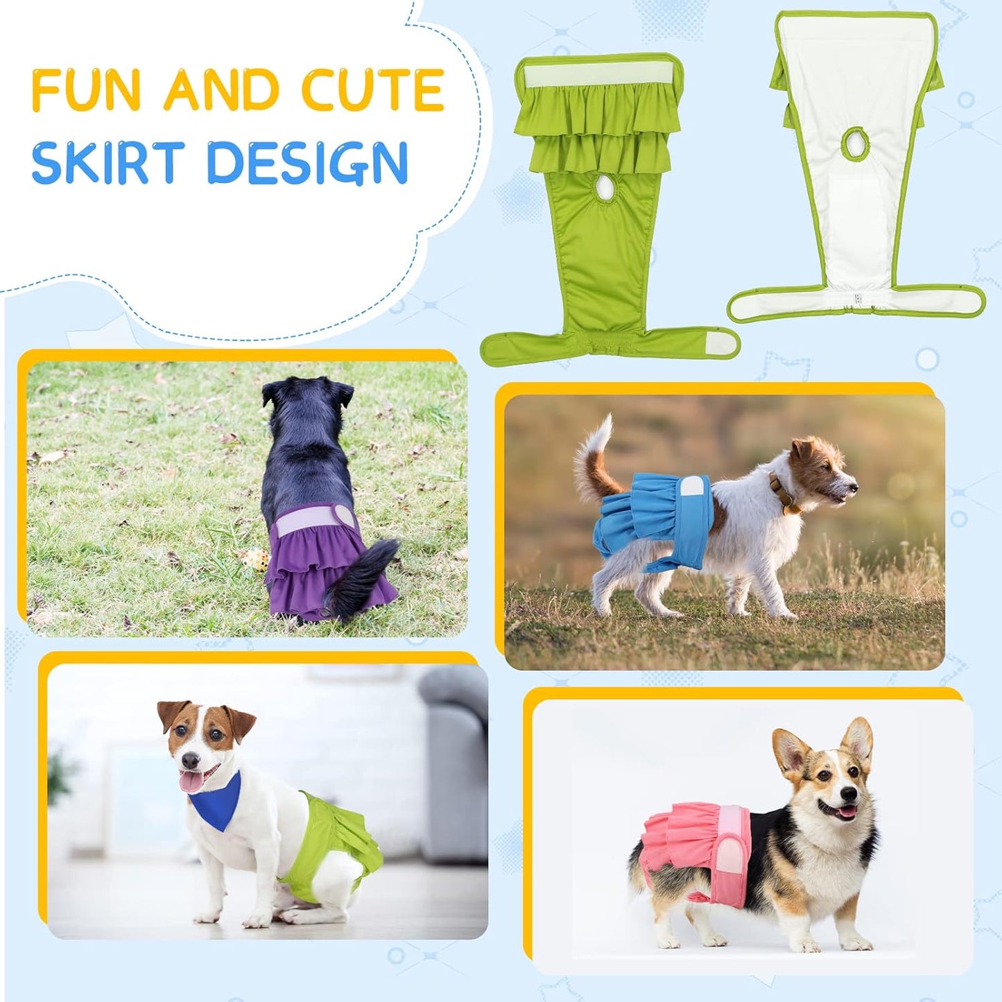 4 Pack Dog Diapers Female Washable Dog Diapers Reusable Puppy Diapers Highly Absorbent Comfortable Doggy Diapers for Dogs in Heat or Excitable Urination(M Candy Color)