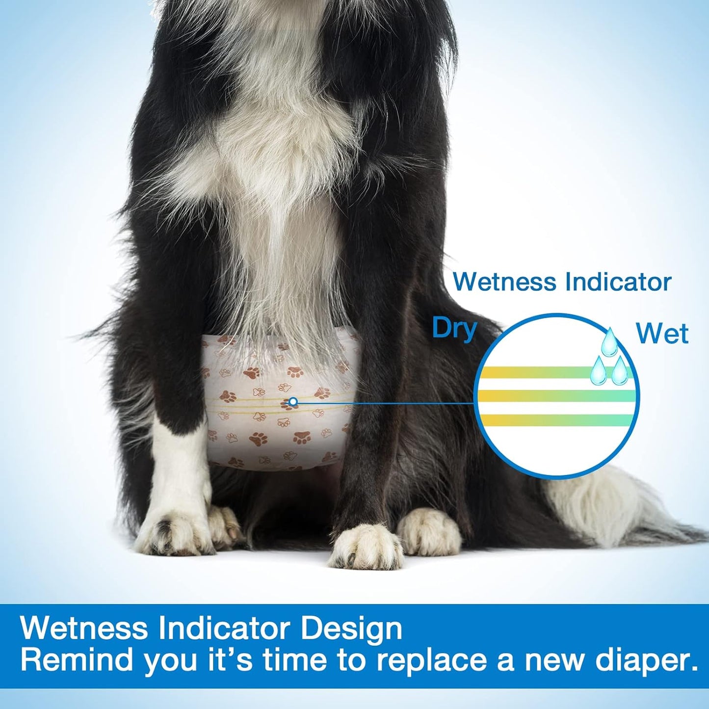 Pet Soft Dog Diapers Male - Disposable Male Dog Wraps Wetness Indicator, Ultra Absorbent Doggie Diapers Comfortable for Incontinence Excitable Urination, 20pcs Small