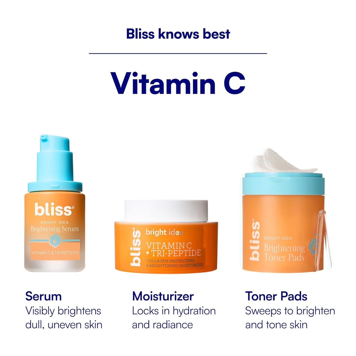 Bliss Vitamin C + Tri-Peptide Brightening Moisturizer | Squalane & Hydration Boosters | Anti-Aging Face Cream for Collagen and Elasticity | Clean Vegan & Cruelty Free 1.7 fl oz