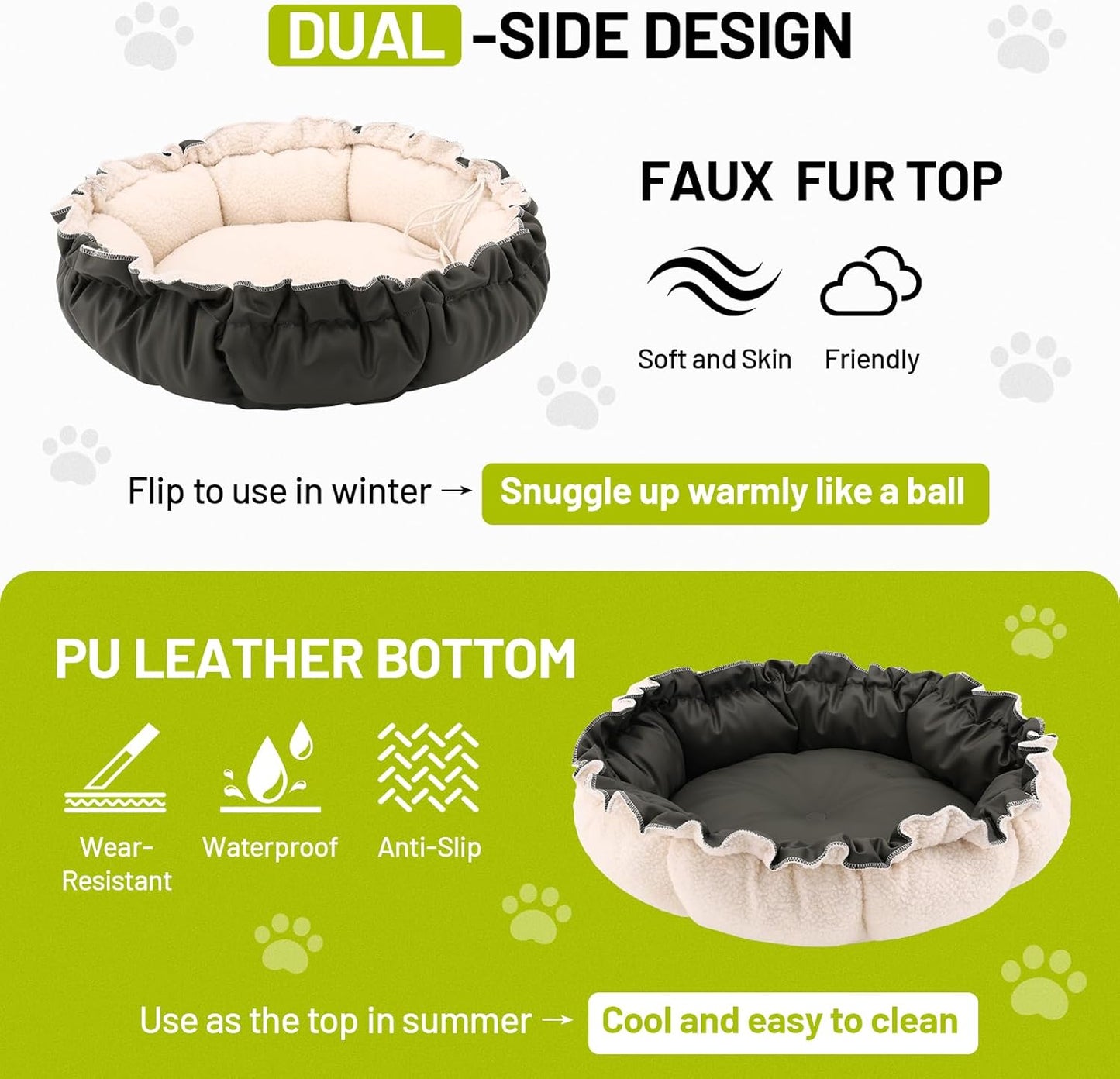 Cat Beds for Indoor Cats,Washable Round Pet Bed for Puppy and Kitty,Super Soft Durable Fabric Pet Beds, Washable Luxury Cat & Dog Bed 20.8inch