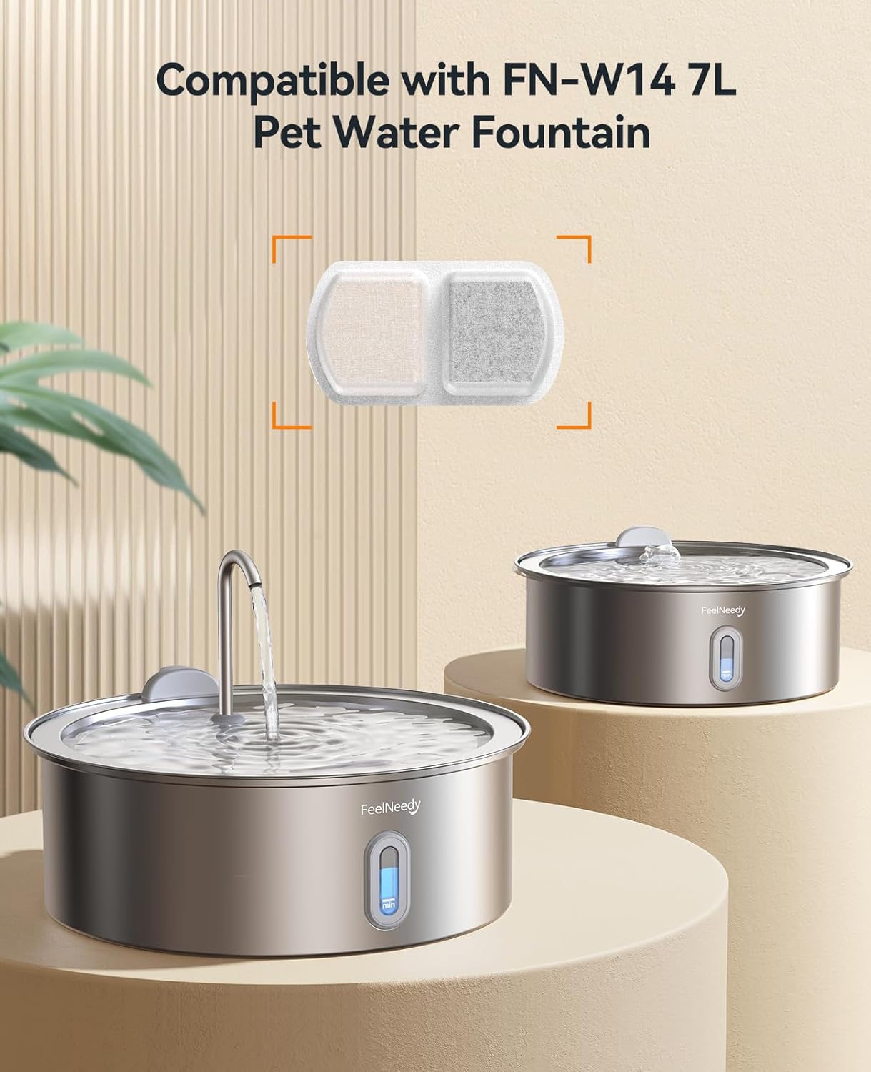 FEELNEEDY 6 Pack Dog Water Fountain Filter & Pump Filter Sponges Replacement, Pet Water Fountain for 1.8Gal/7L/230 fl oz Cat Water Fountain (FN-W14)