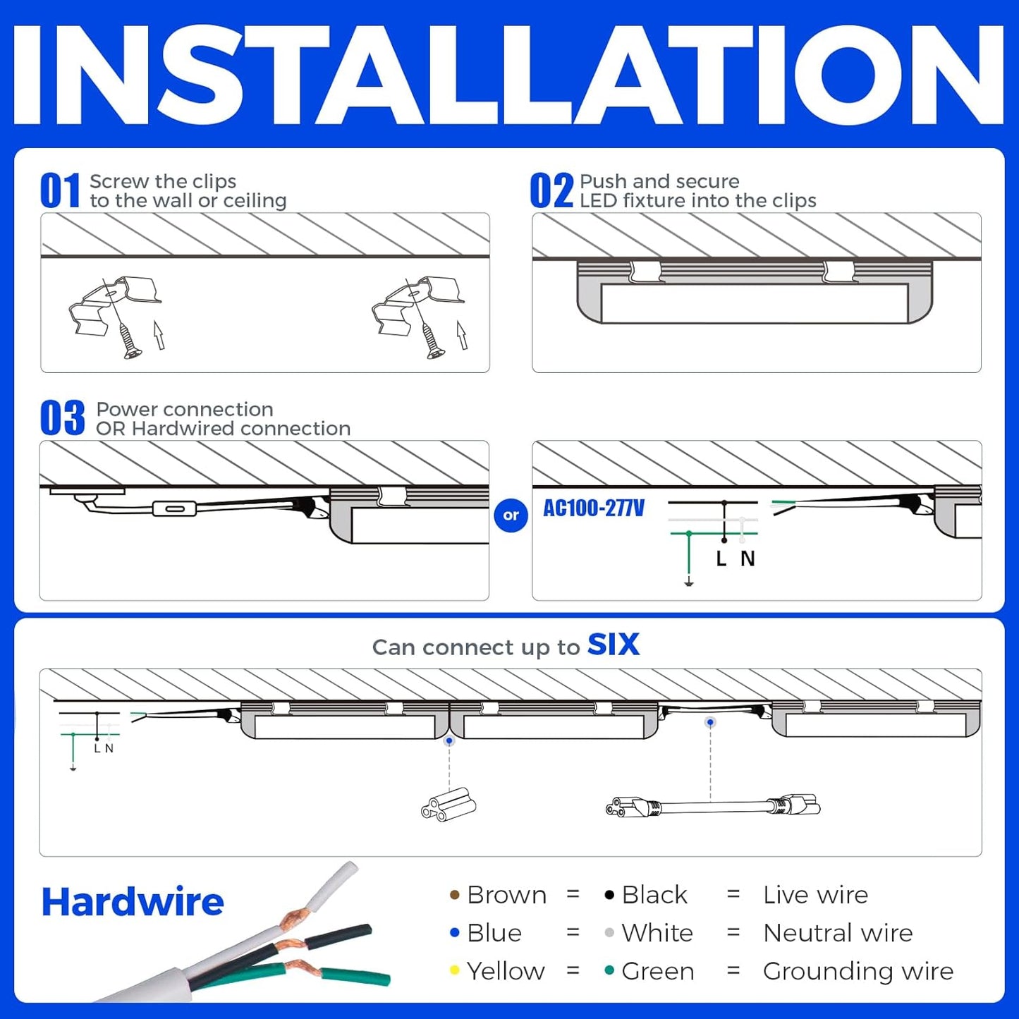 Barrina T8 LED Shop Light 4FT, 40W 5500LM 5000K, Clear Cover, Garage Lights Ceiling, V-Shape LED Light Fixture, Work Shop Lights for Garage, Warehouse, Basement, ETL Listed, 2 Packs
